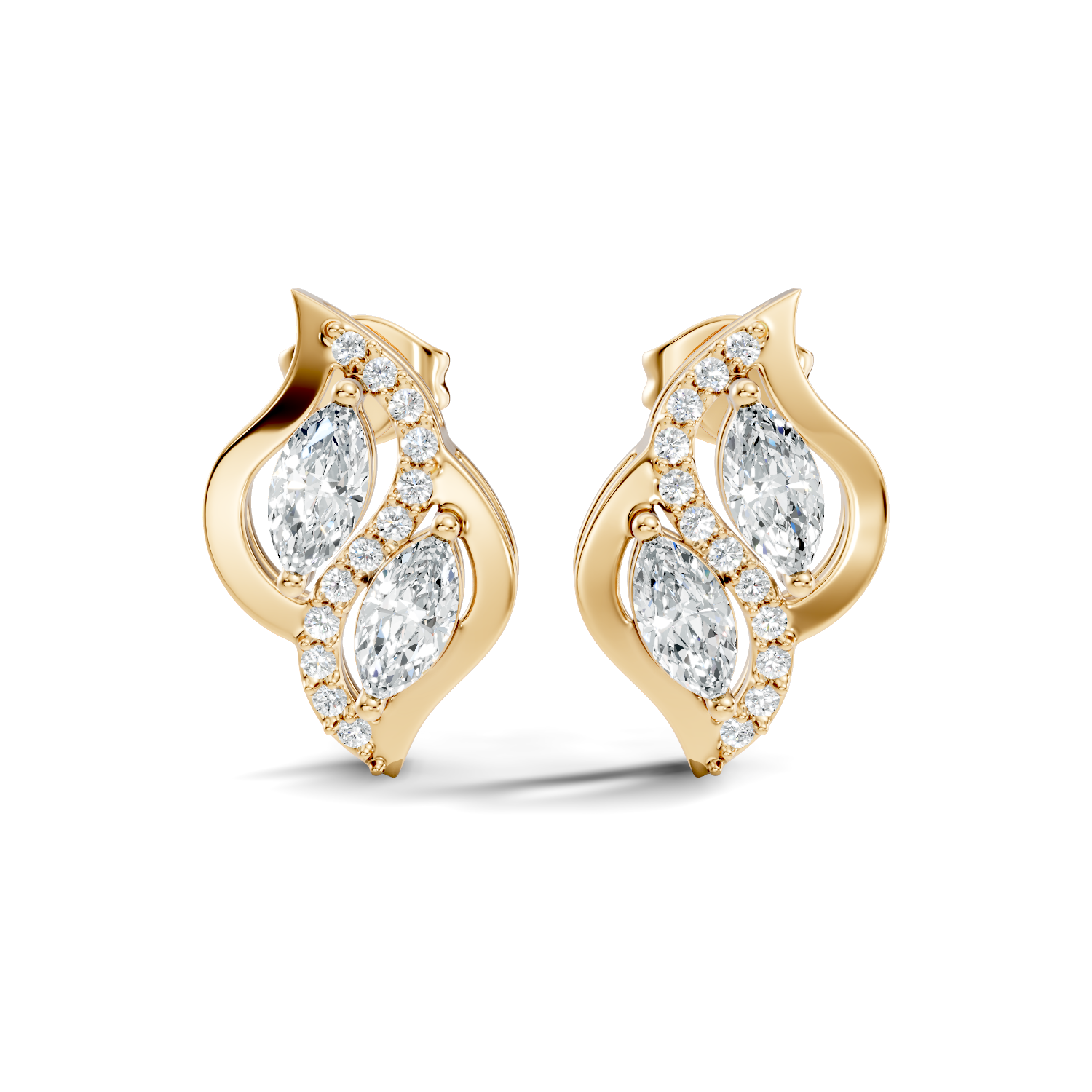 Elegant Marquise & Round Diamond Swirl Stud