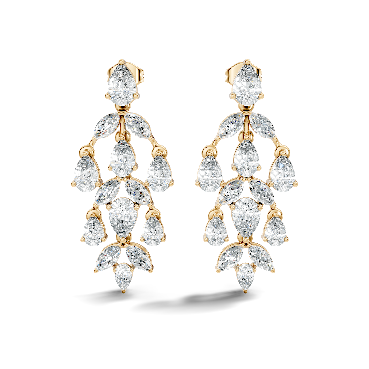 Chandelier Pear & Marquise Diamond Statement Earrings