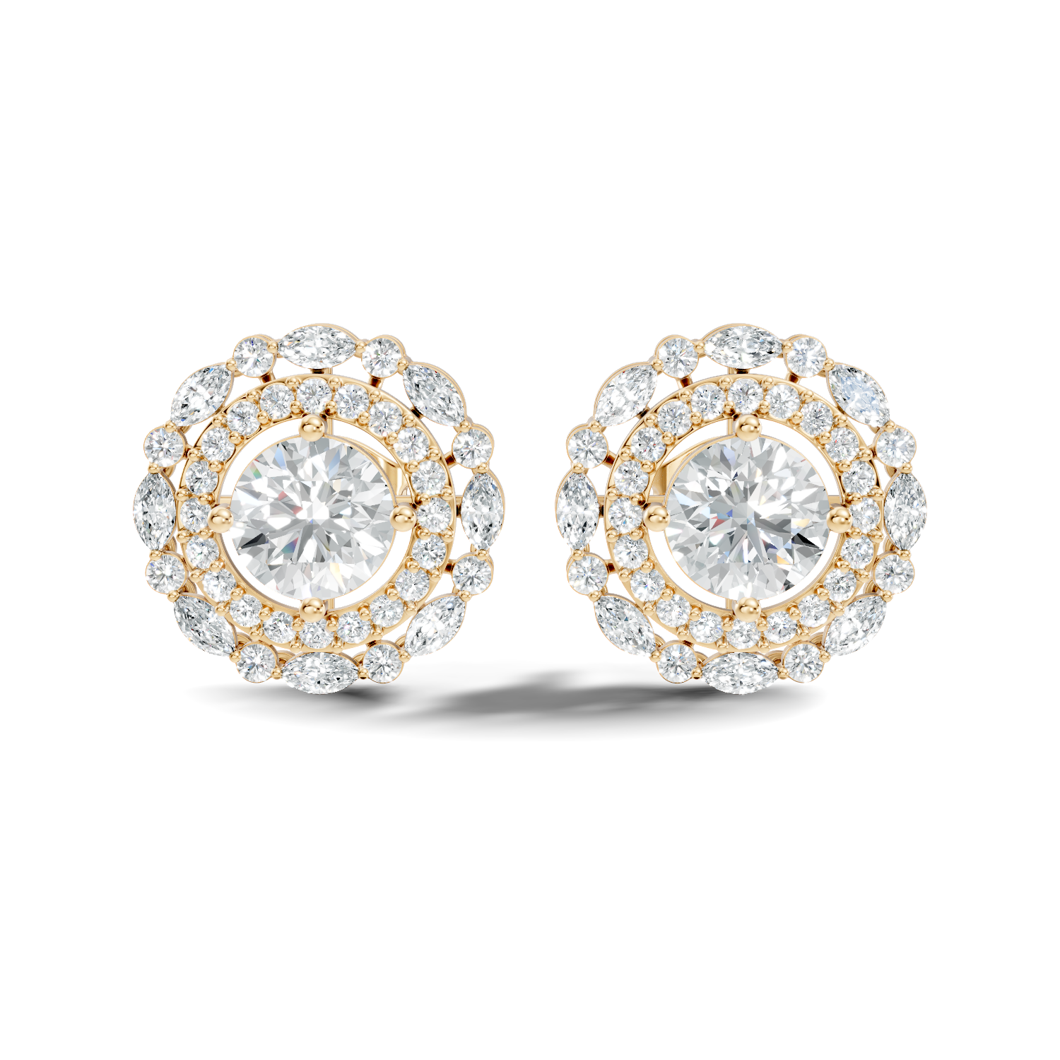 Solitaire & Double Halo Marquise Diamond Stud