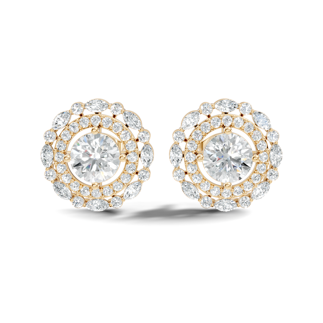 Solitaire & Double Halo Marquise Diamond Stud