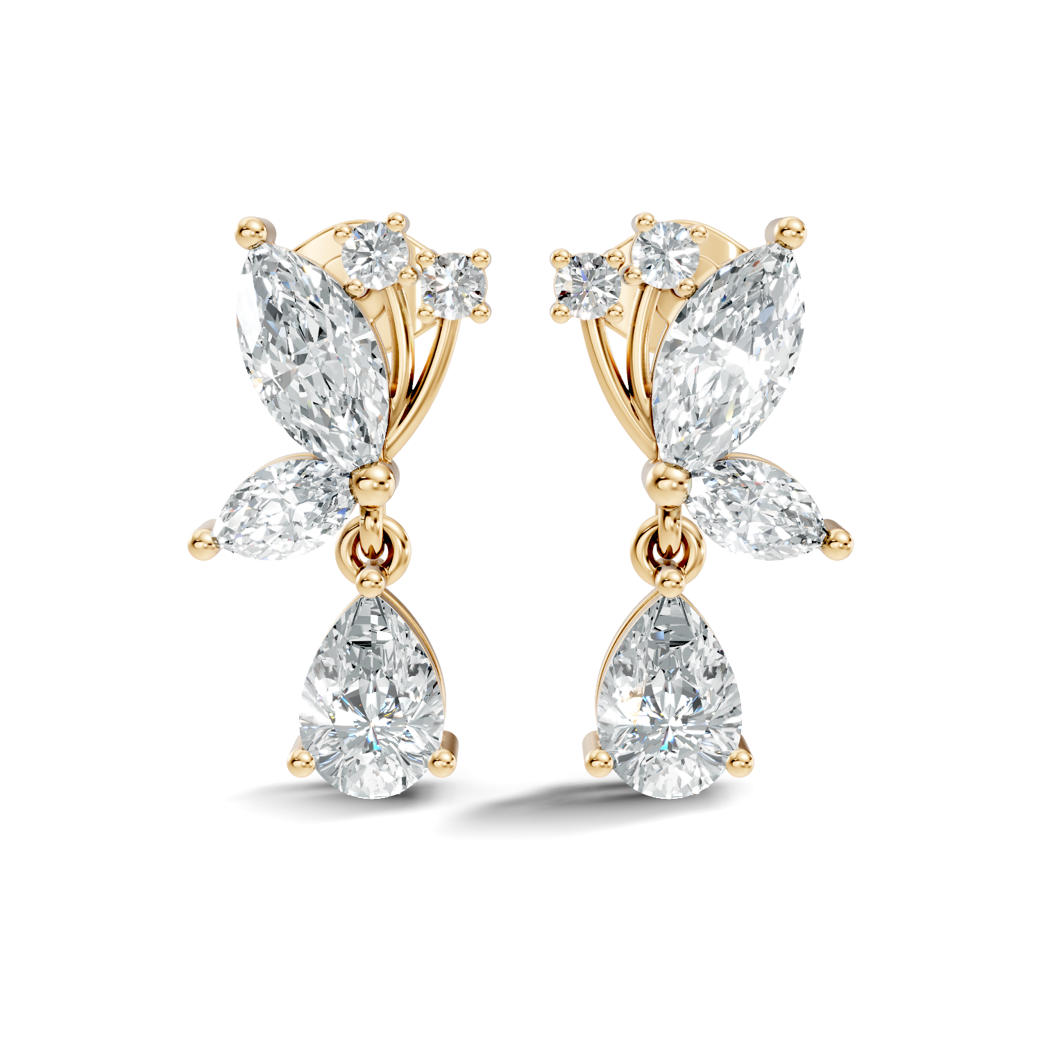 Marquise Floral Branch Pear Drop Earrings