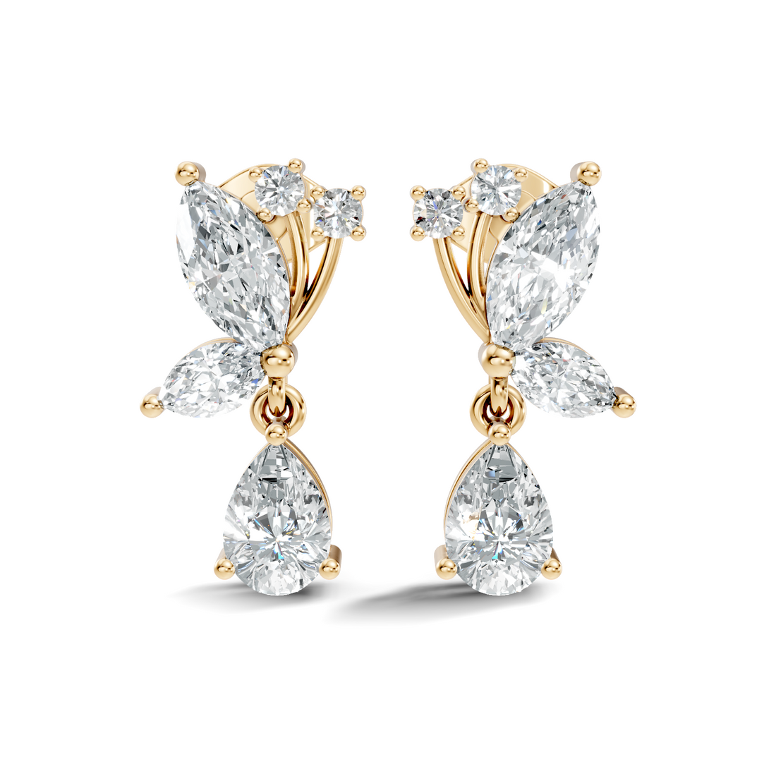 Marquise Floral Branch Pear Drop Earrings