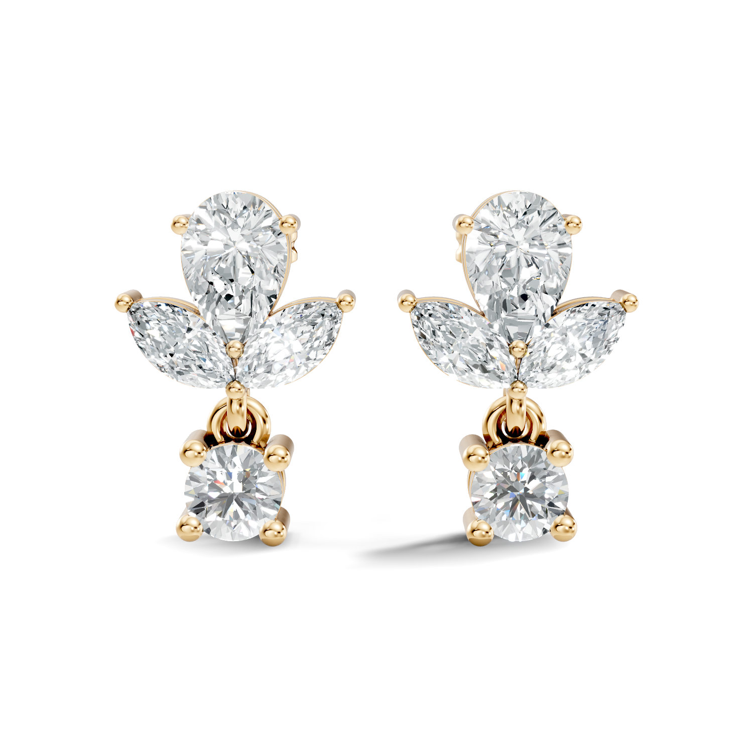 Elegant Botanical Marquise & Pear Diamond Drop