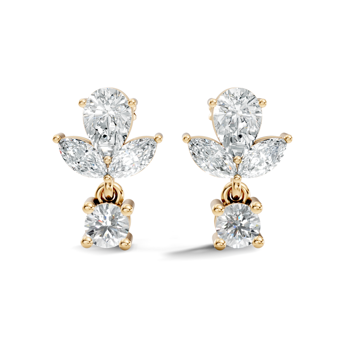 Elegant Botanical Marquise & Pear Diamond Drop