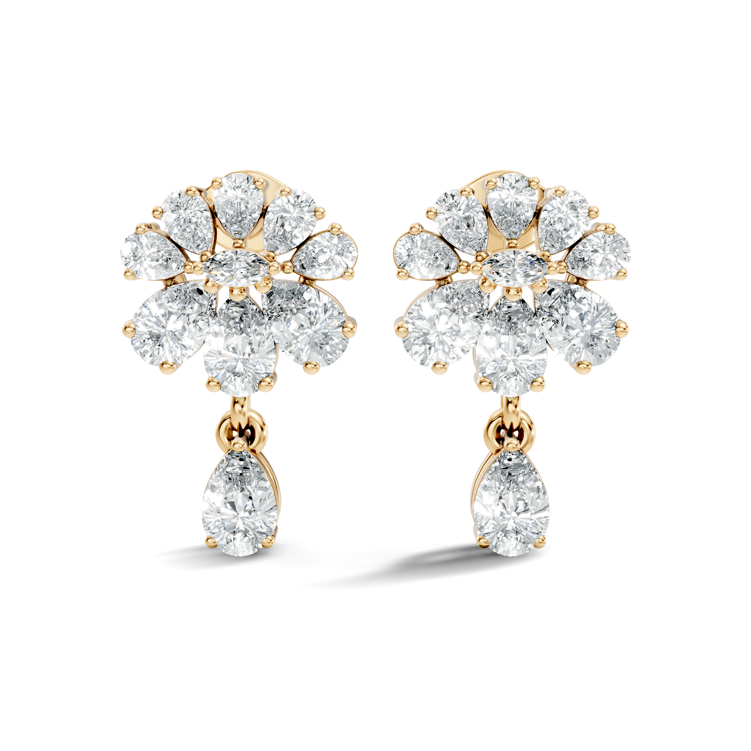 Pear & Marquise Fan Cluster Drop Earrings
