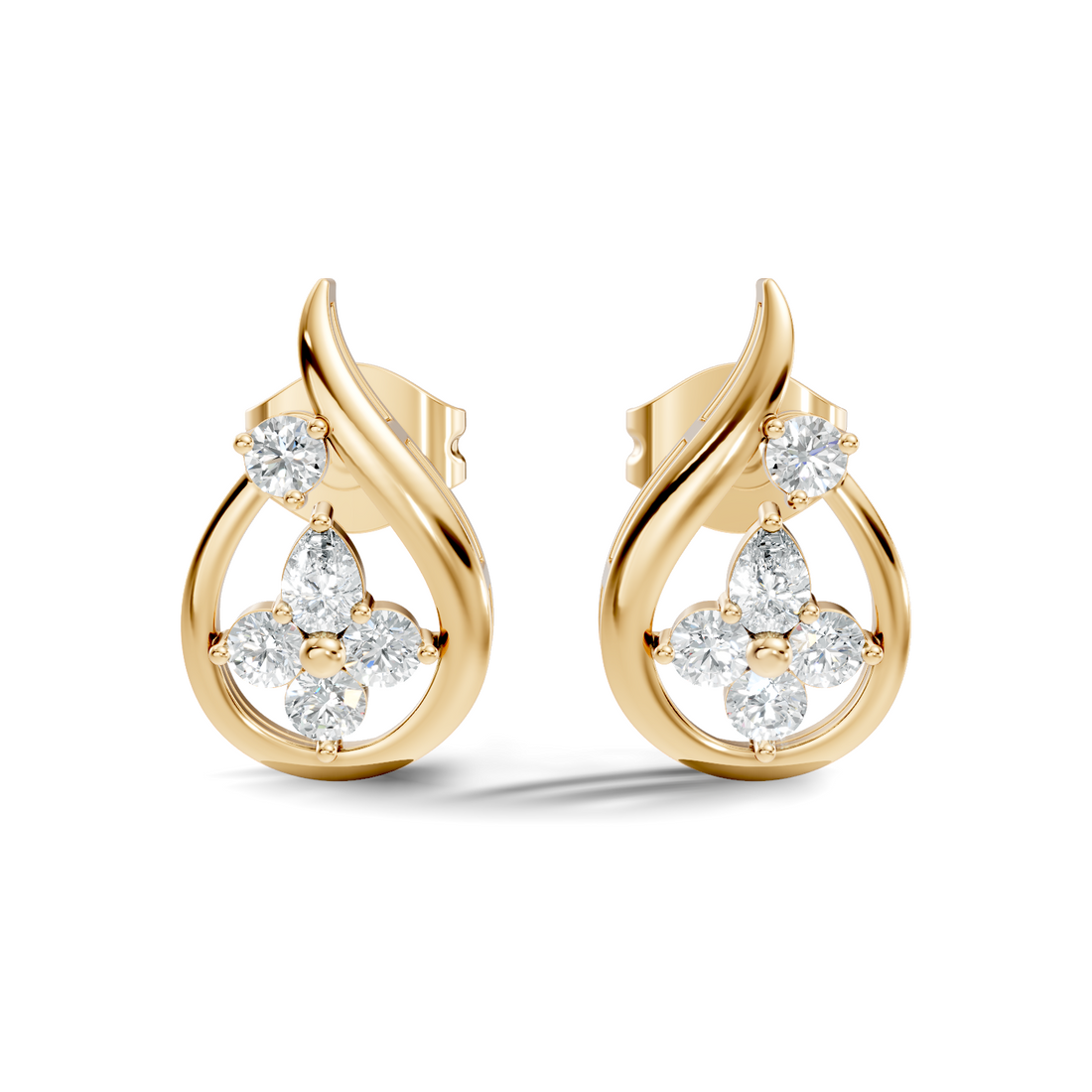 Elegant Teardrop Floral Cluster Stud