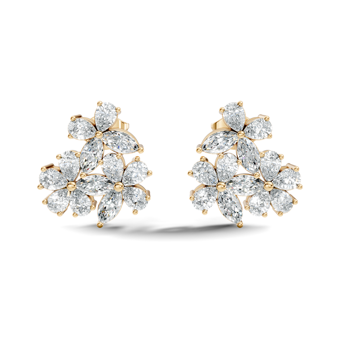 Pear & Marquise Cut Floral Blossom Bouquet Stud