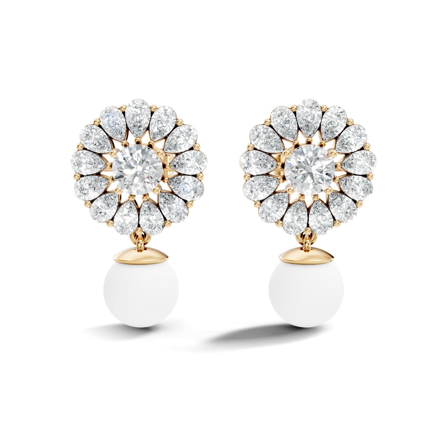 Blooming Sunflower Pearl Drop Earrings