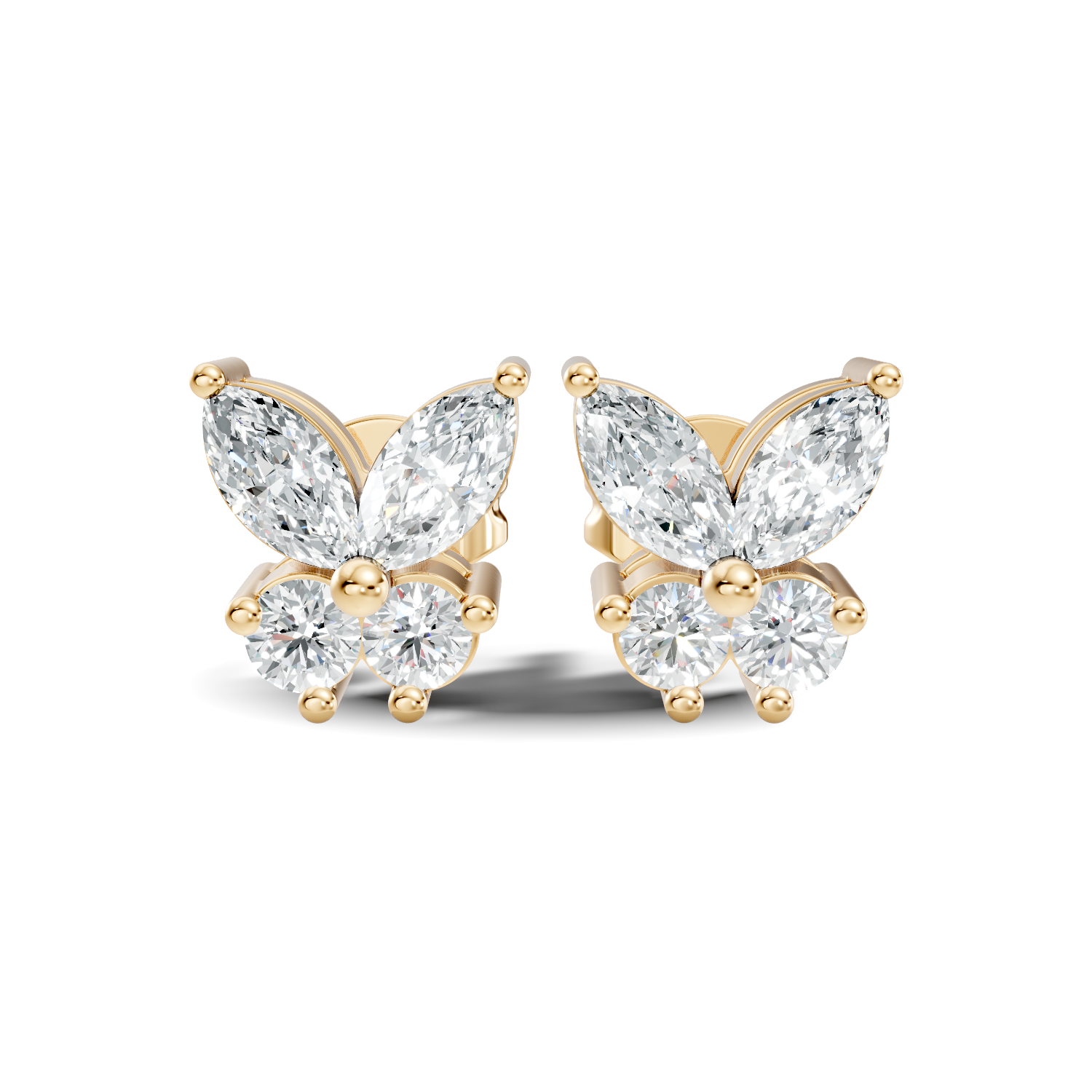 Marquise & Round Diamond Butterfly Stud