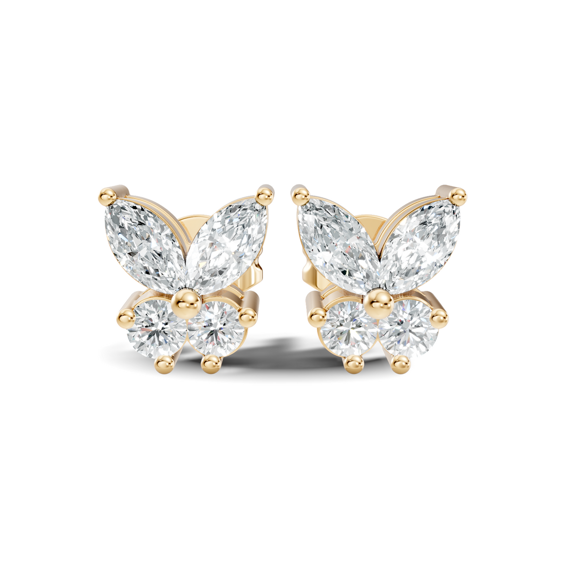 Marquise & Round Diamond Butterfly Stud