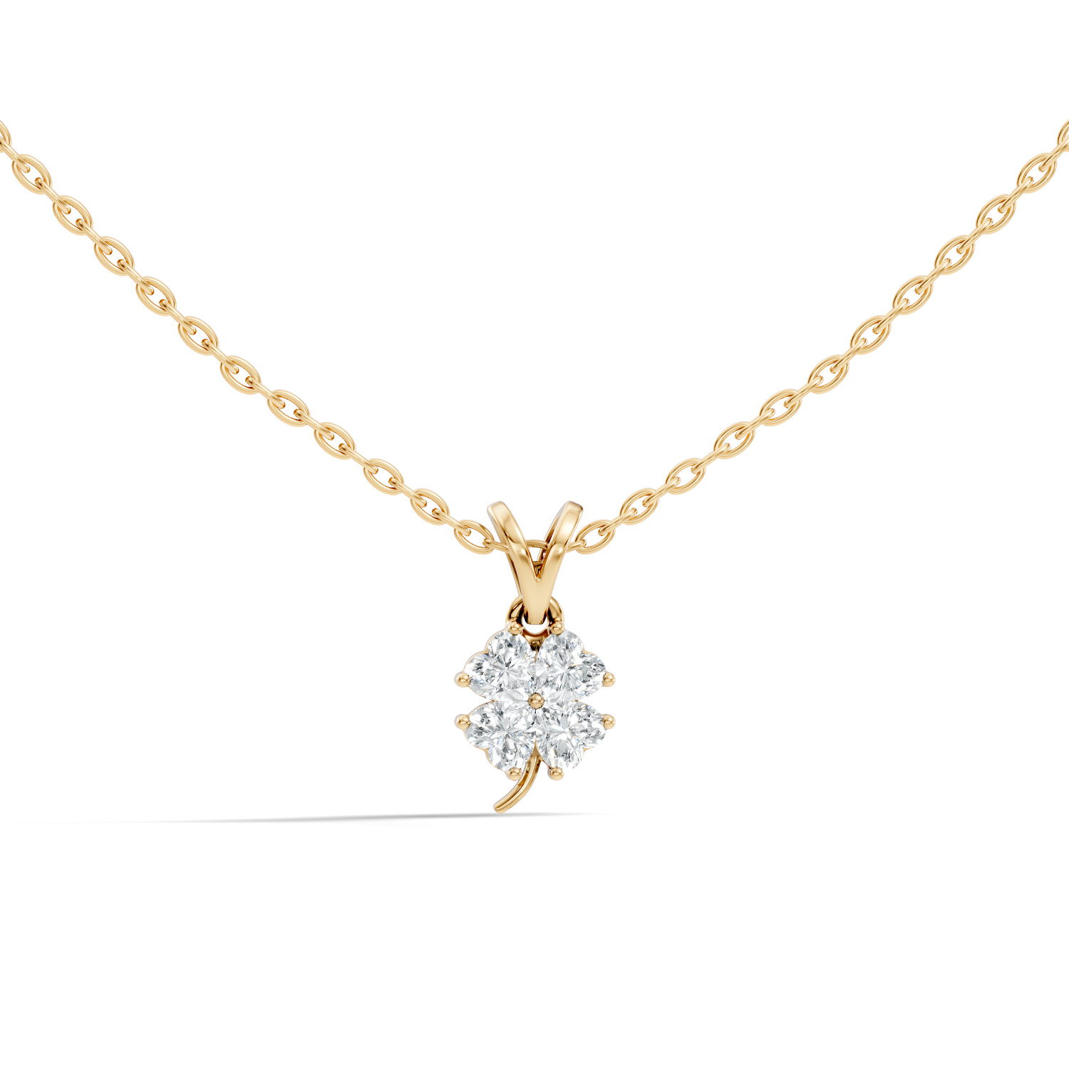 Four-Leaf Clover Heart Diamond Pendant