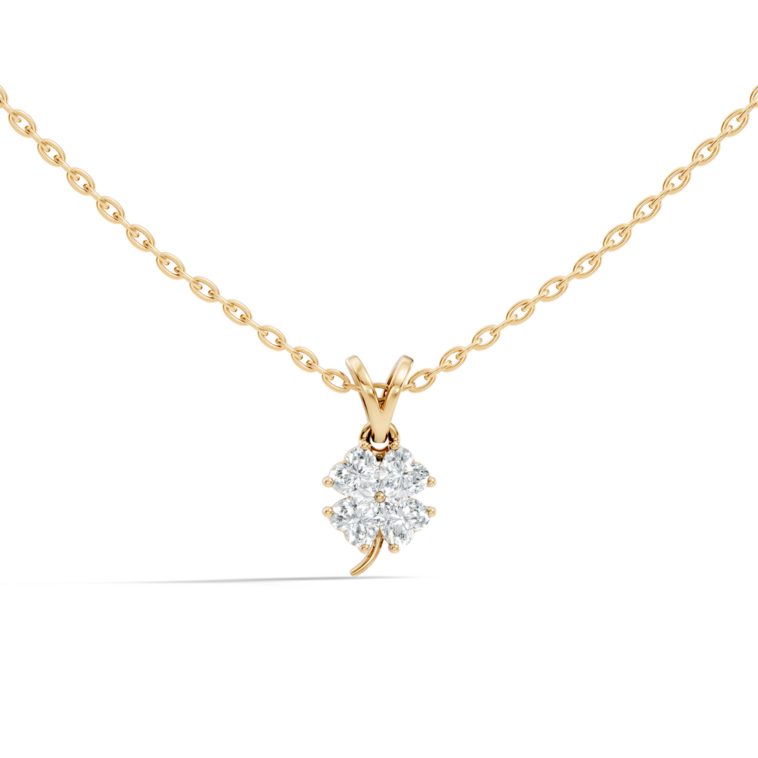 Four-Leaf Clover Heart Diamond Pendant