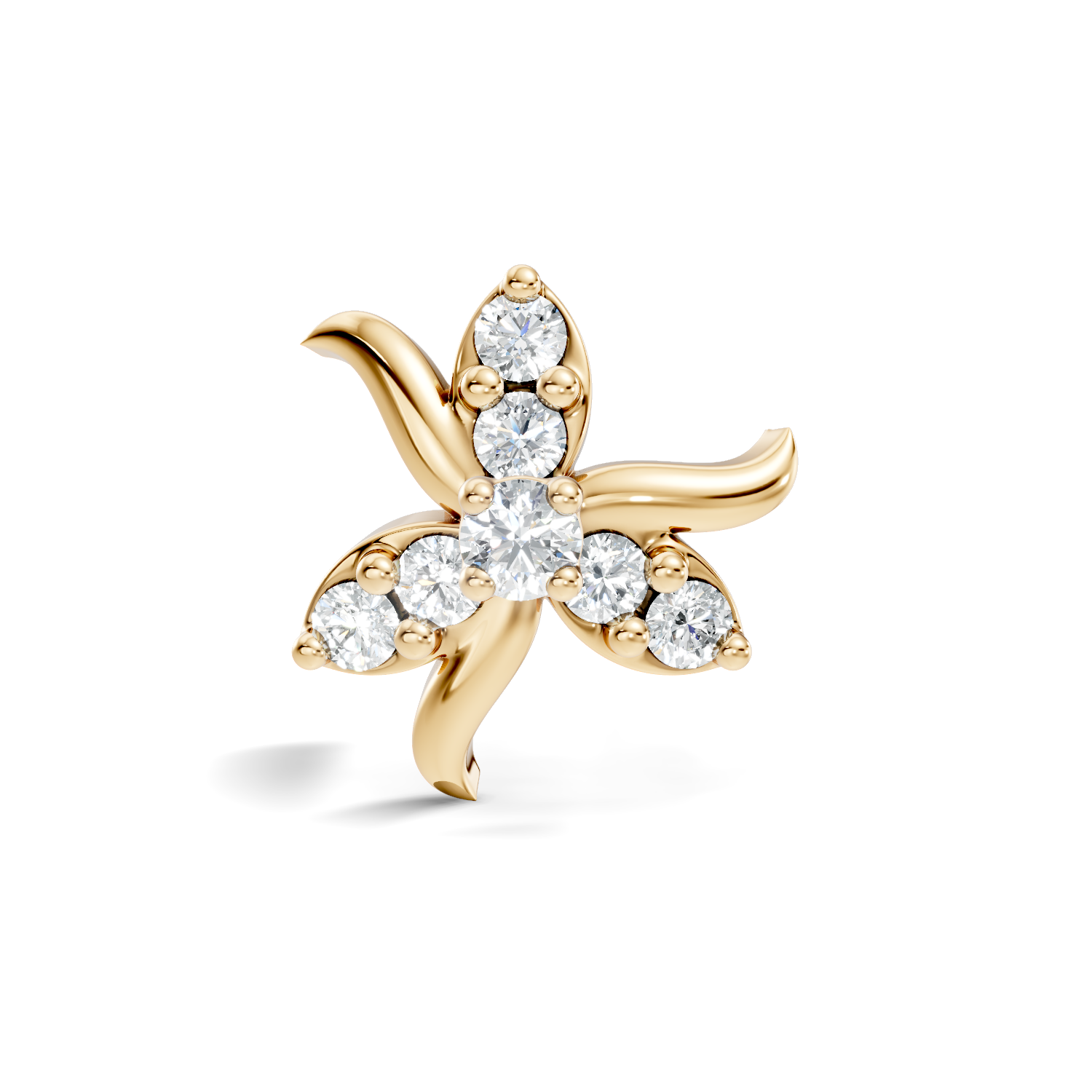 Three-Petal Pinwheel Diamond Nose Pin
