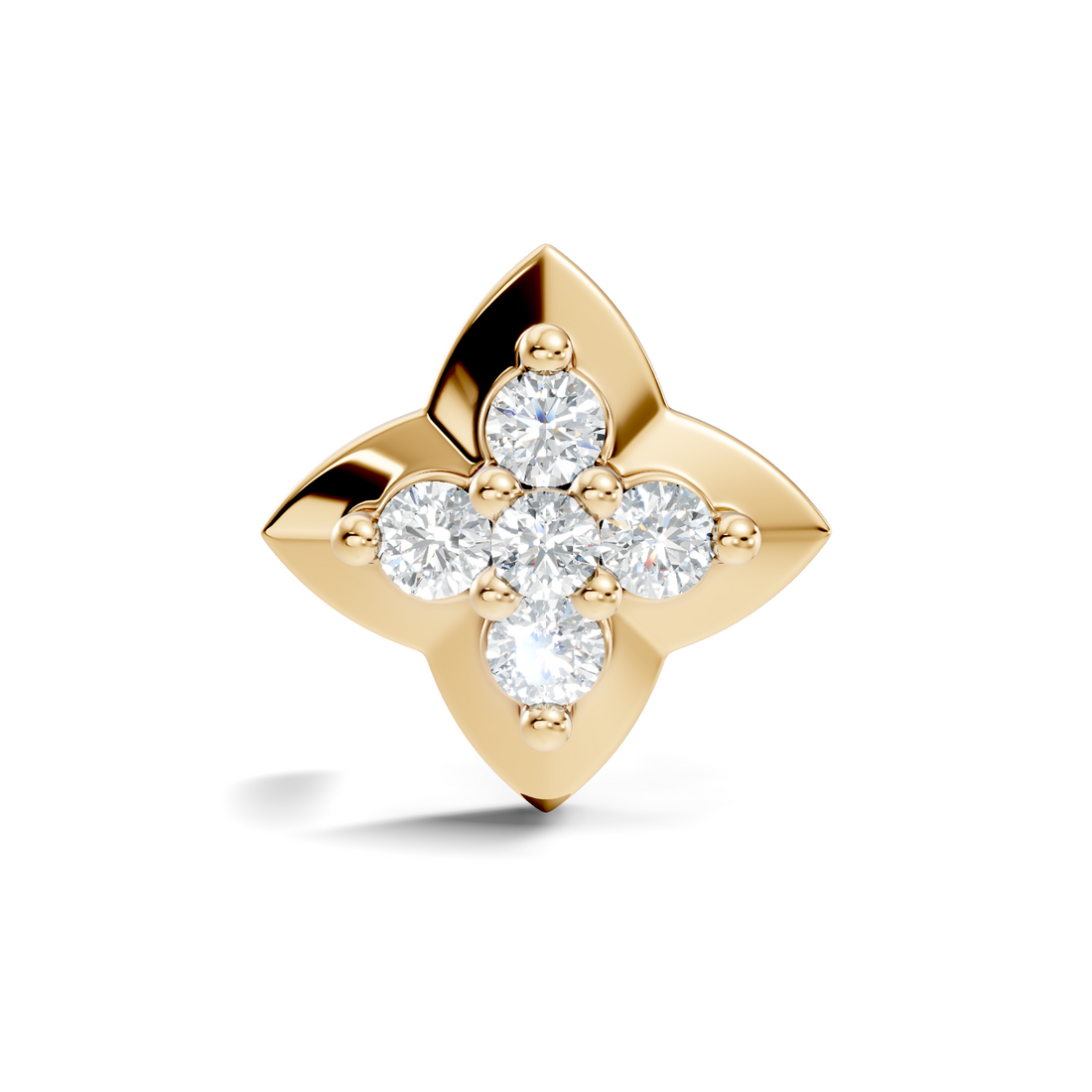 Four-Petal Flower Diamond Nose Pin