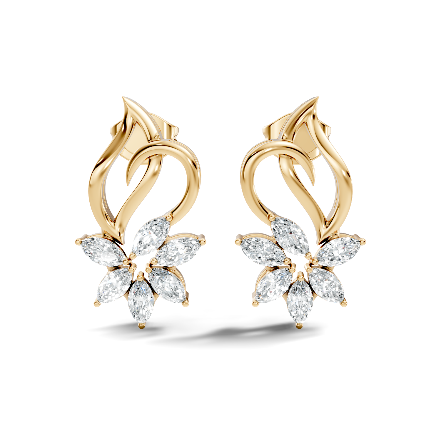 Marquise Diamond Floral Flame Stud