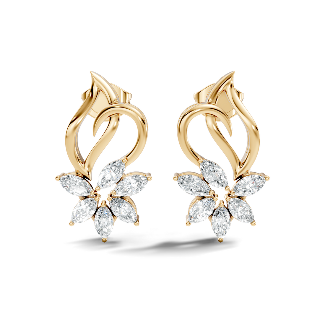 Marquise Diamond Floral Flame Stud