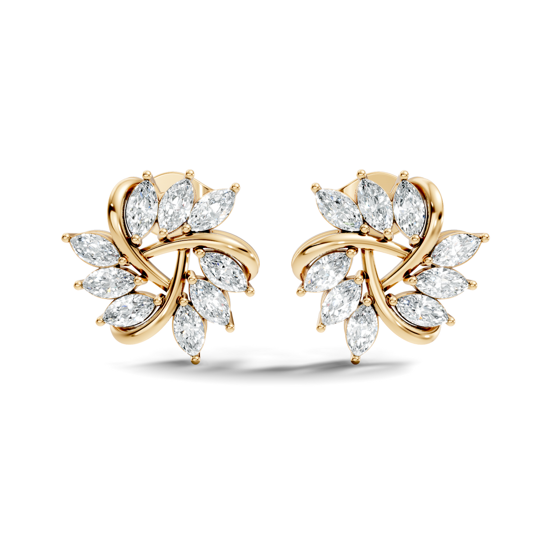 Marquise Cut Diamond Whirlwind Starburst Stud