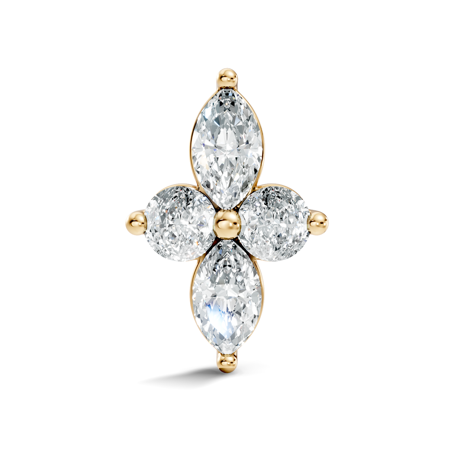 Marquise & Round Floral Cross Diamond Nose Pin