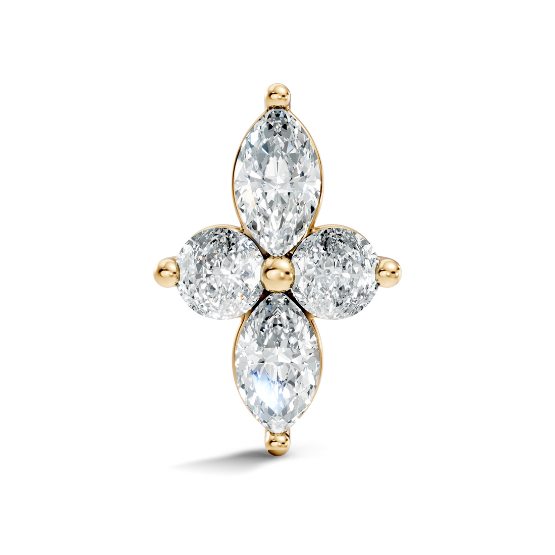 Marquise & Round Floral Cross Diamond Nose Pin