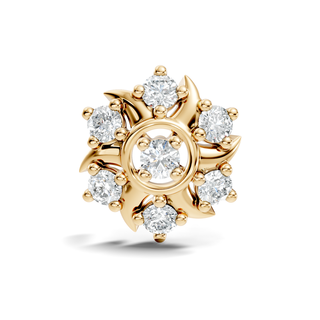 Solar Swirl Floral Seven-Stone Diamond Nose Pin