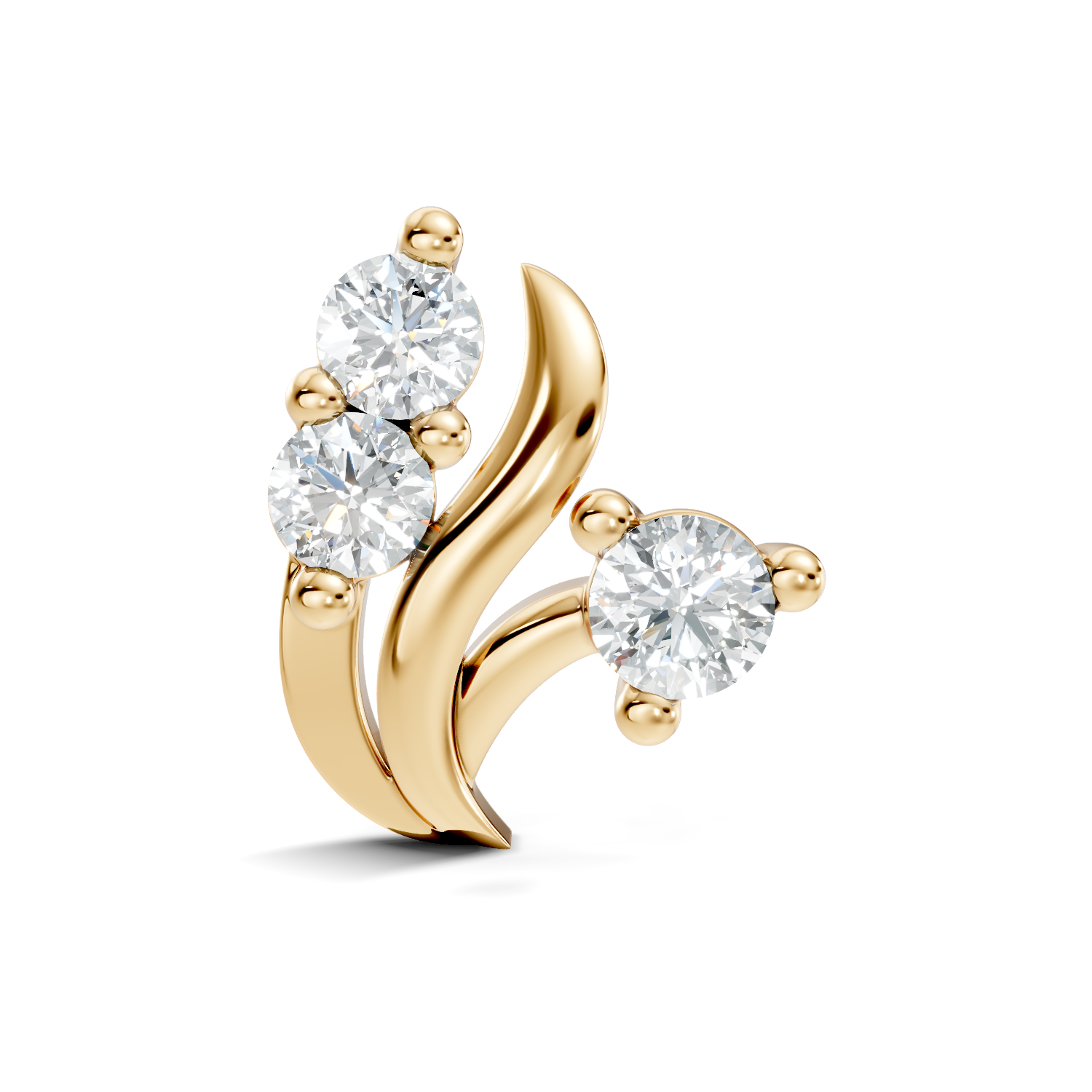 Swirl Crest Three-Stone Diamond Nose Pin