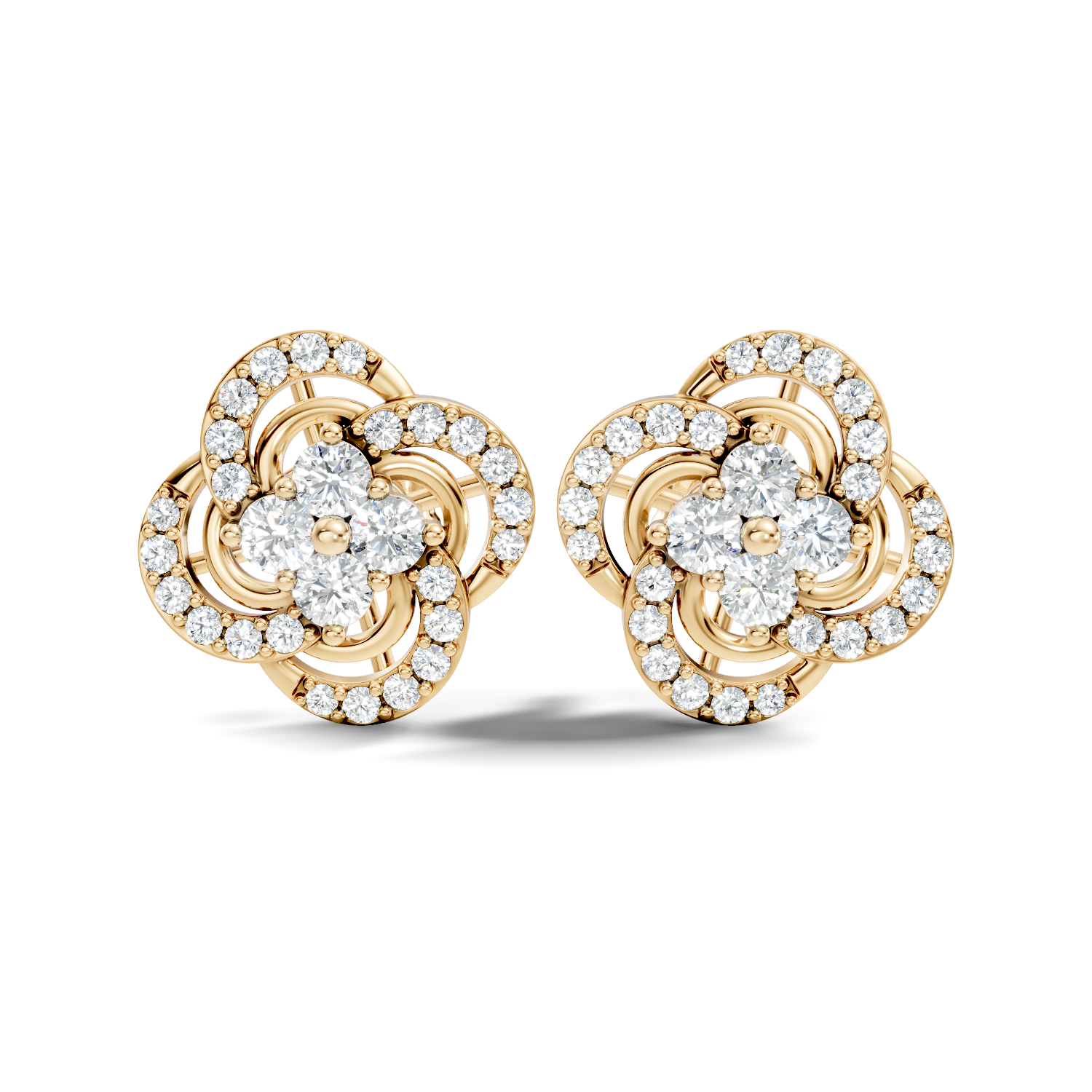Four-Leaf Clover Swirl Diamond Stud