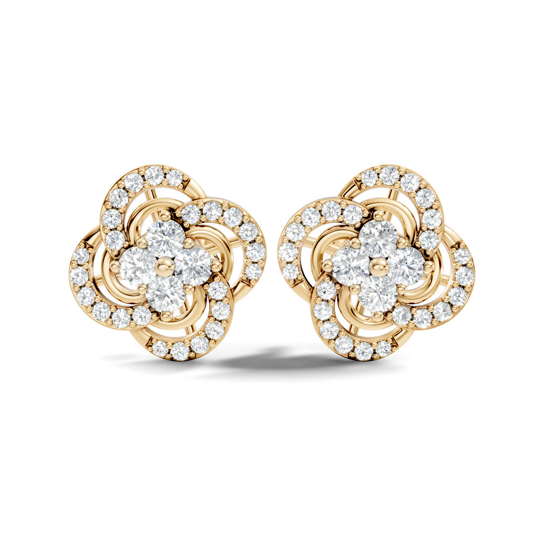 Four-Leaf Clover Swirl Diamond Stud