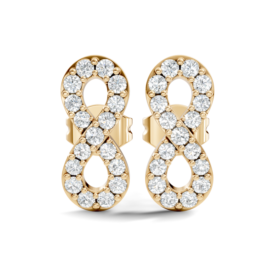 Round Diamond Infinity Loop Cluster Stud