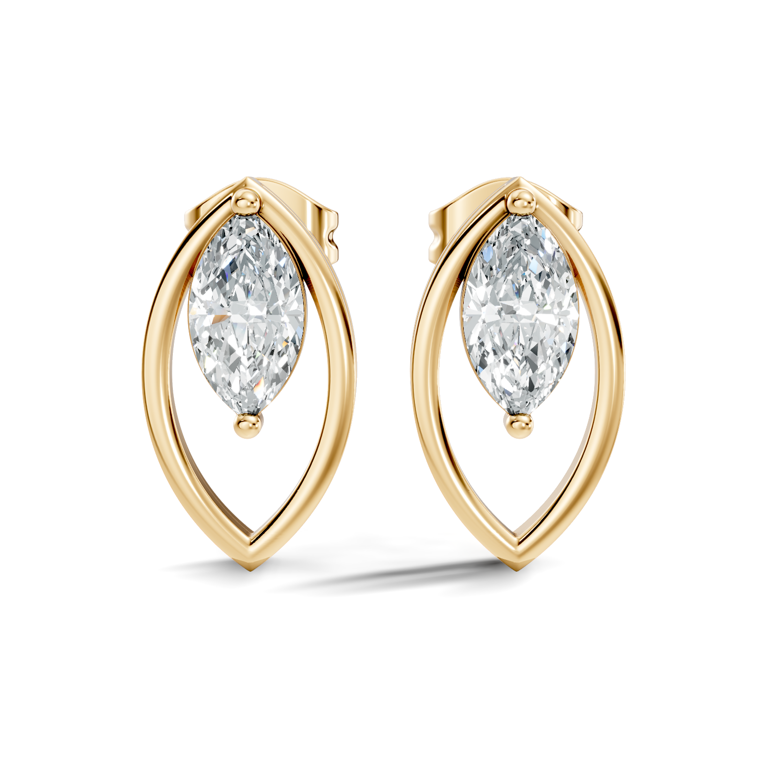 Marquise Cut Solitaire & Open Leaf Frame Stud
