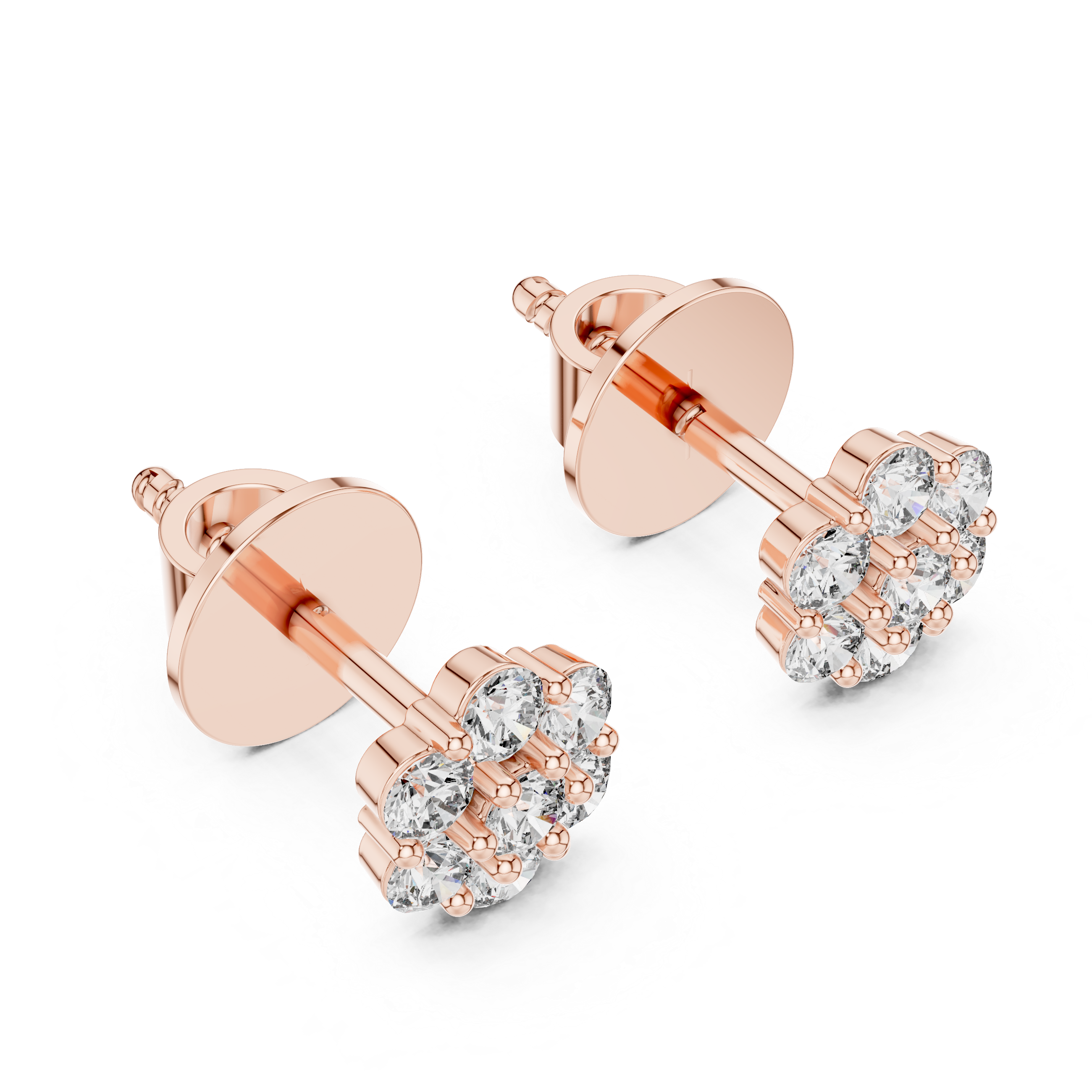 7-Stone Diamond Flower Cluster Stud