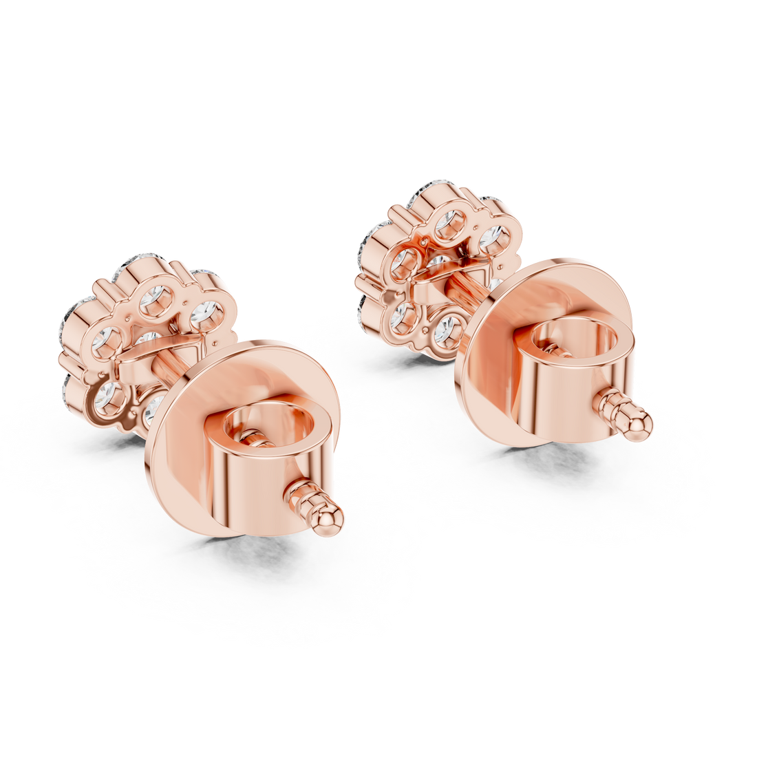 7-Stone Diamond Flower Cluster Stud