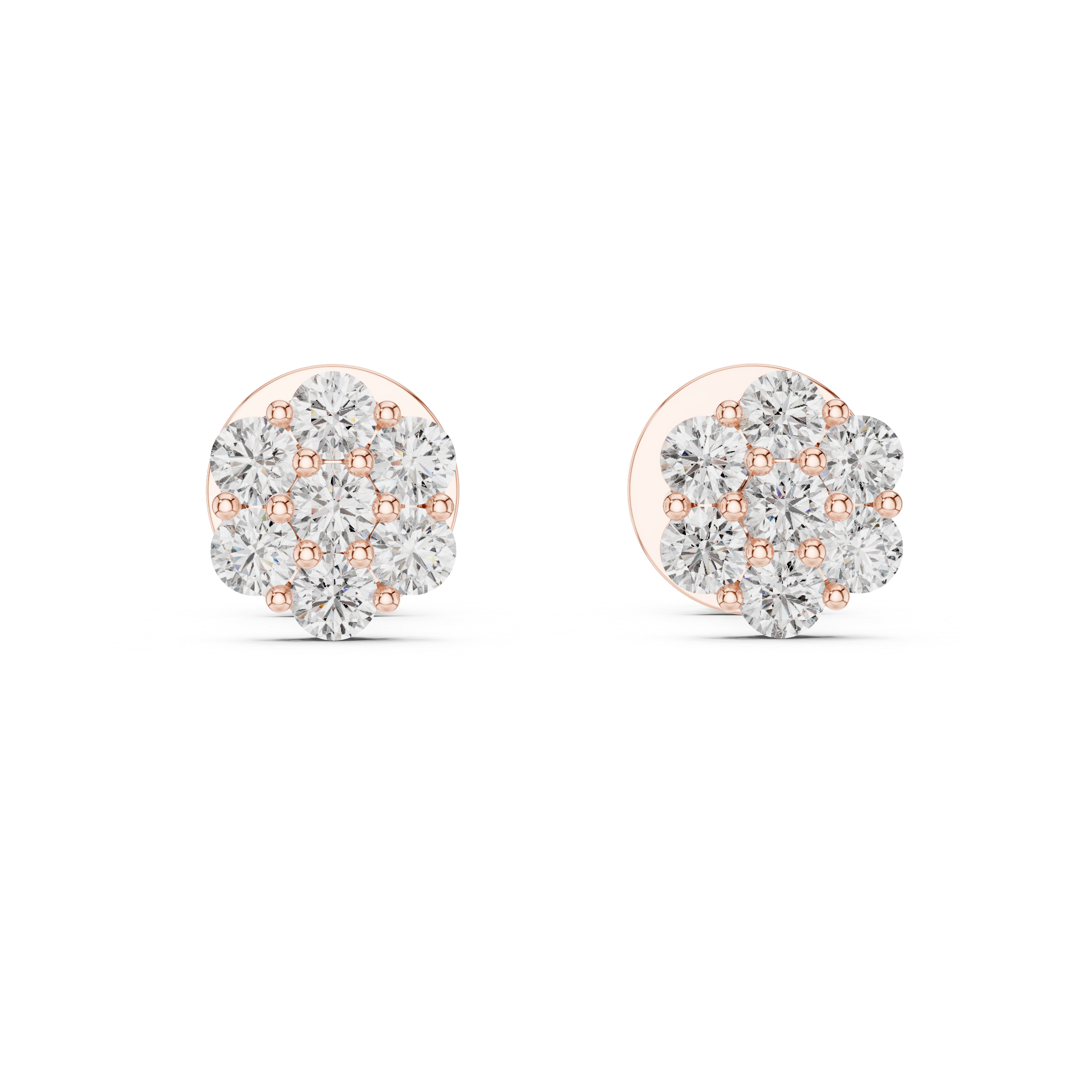 7-Stone Diamond Flower Cluster Stud