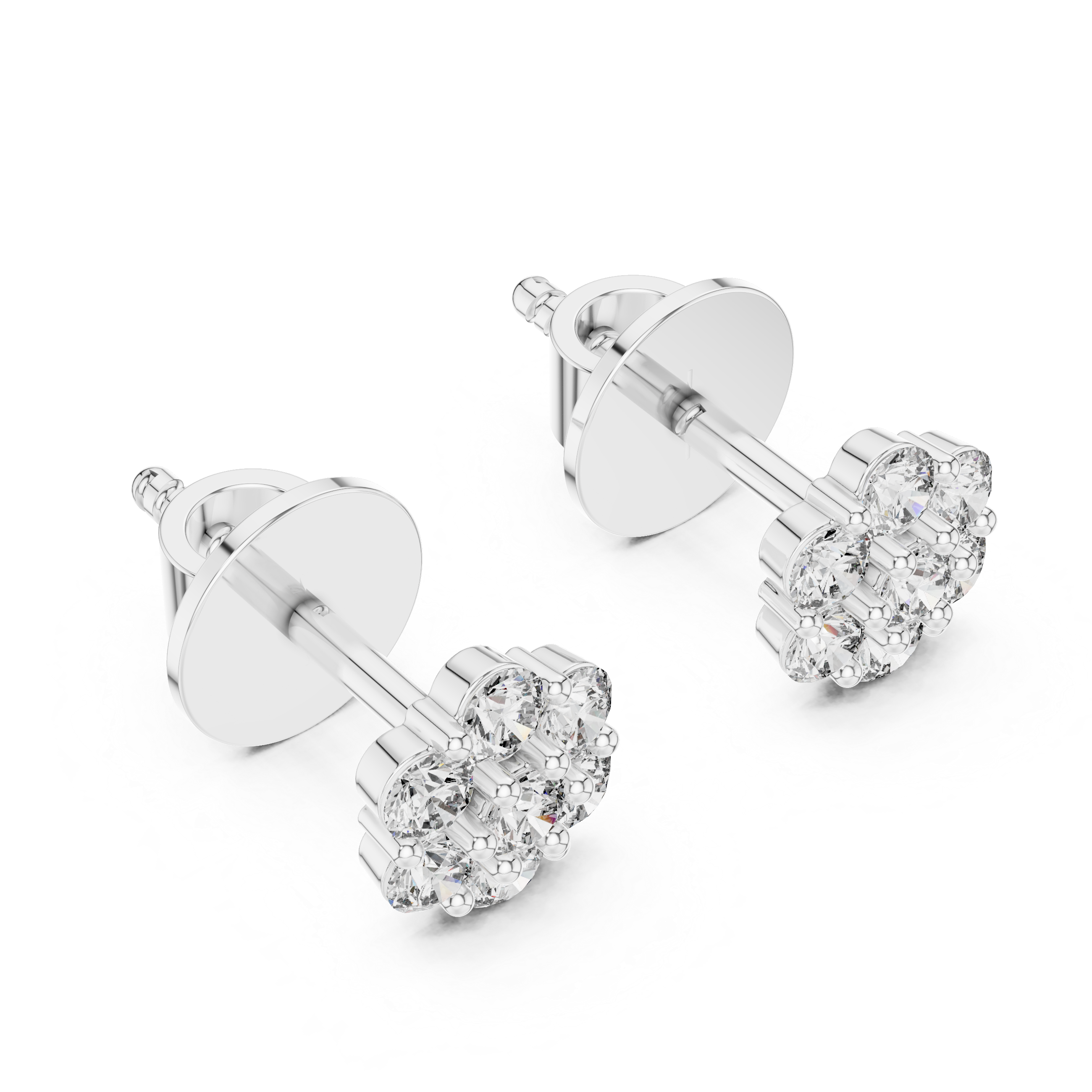 7-Stone Diamond Flower Cluster Stud
