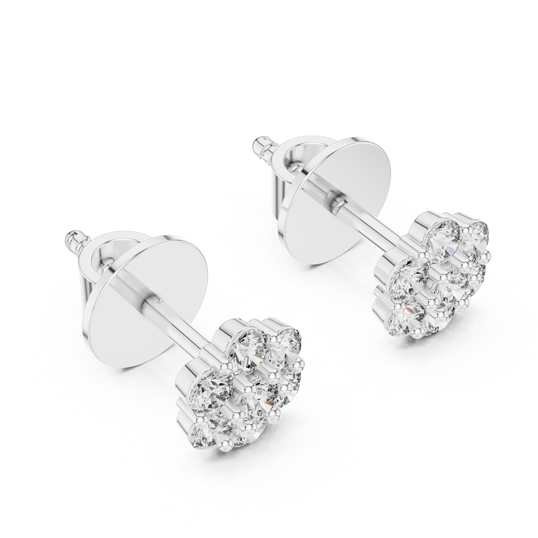 7-Stone Diamond Flower Cluster Stud