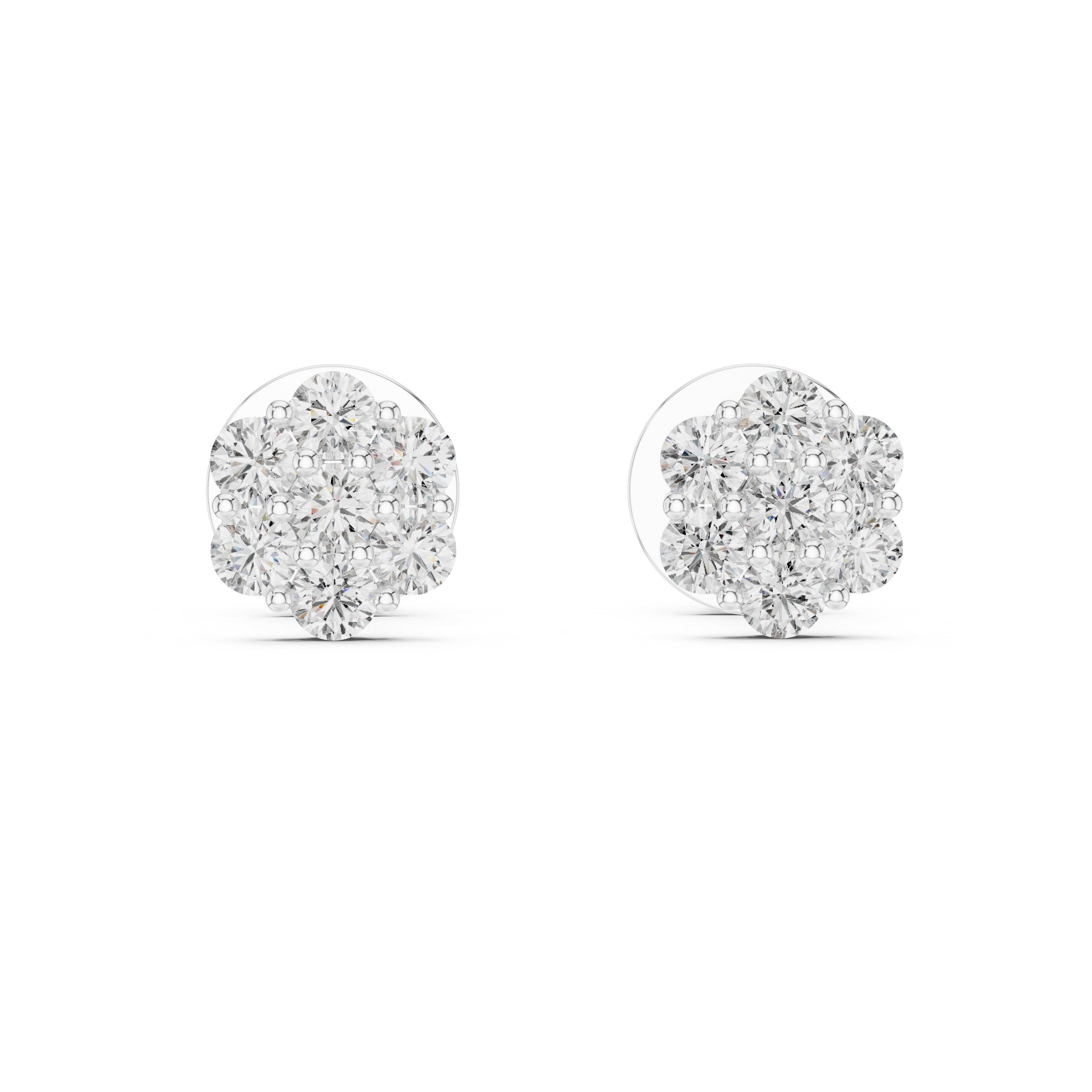 7-Stone Diamond Flower Cluster Stud