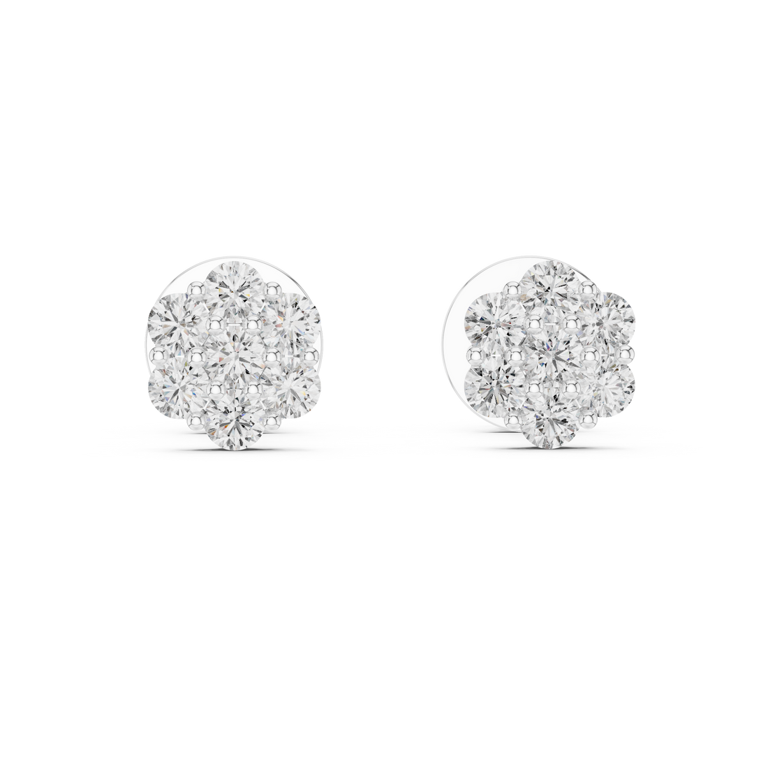 7-Stone Diamond Flower Cluster Stud