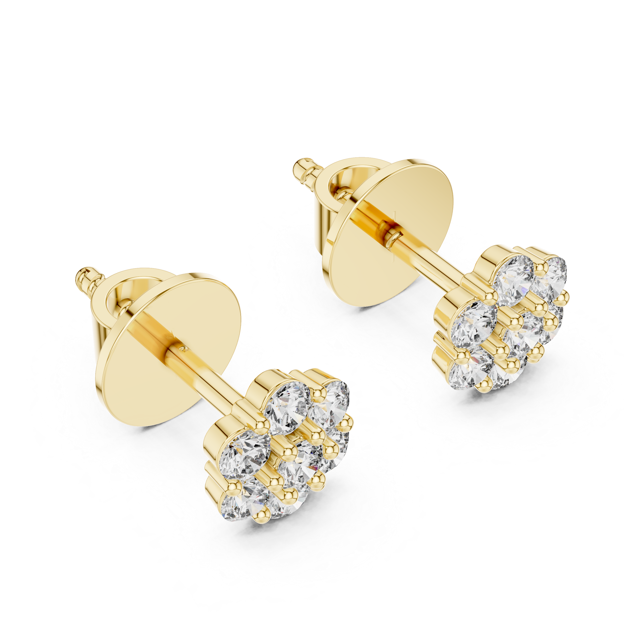 7-Stone Diamond Flower Cluster Stud