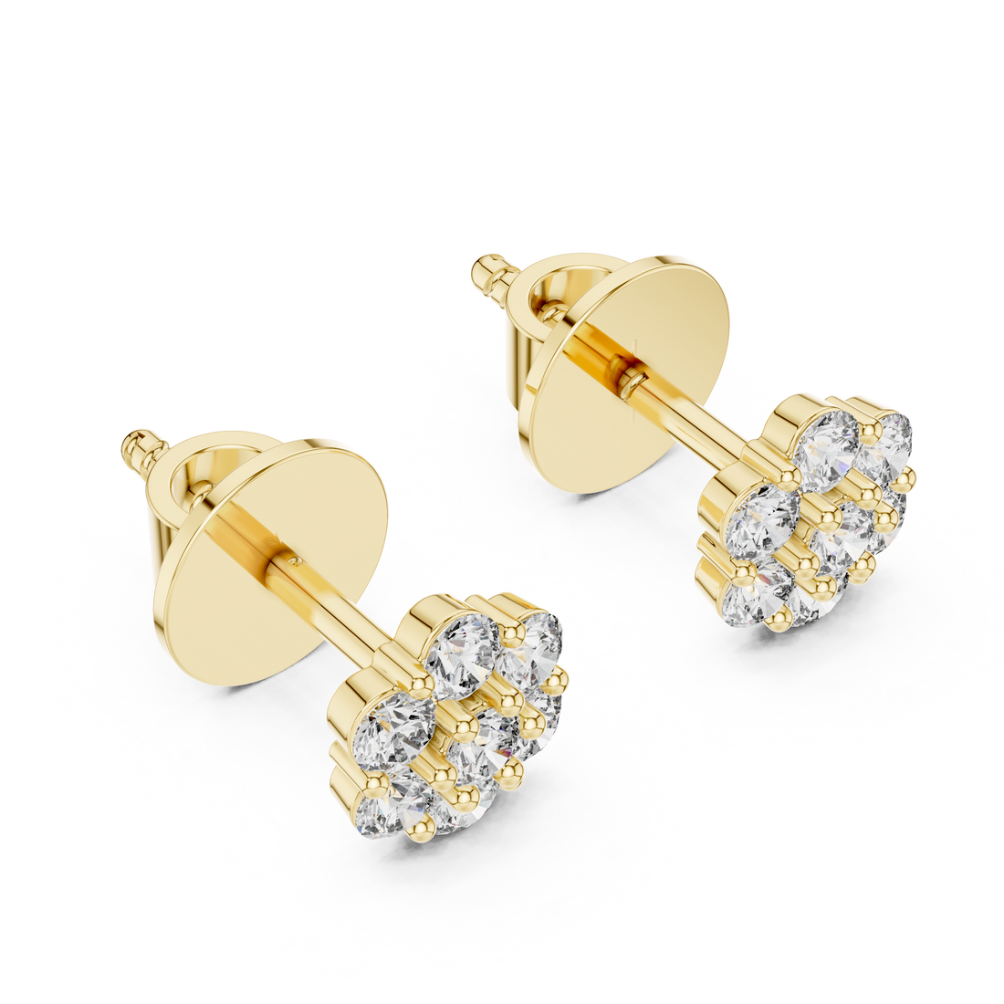 7-Stone Diamond Flower Cluster Stud