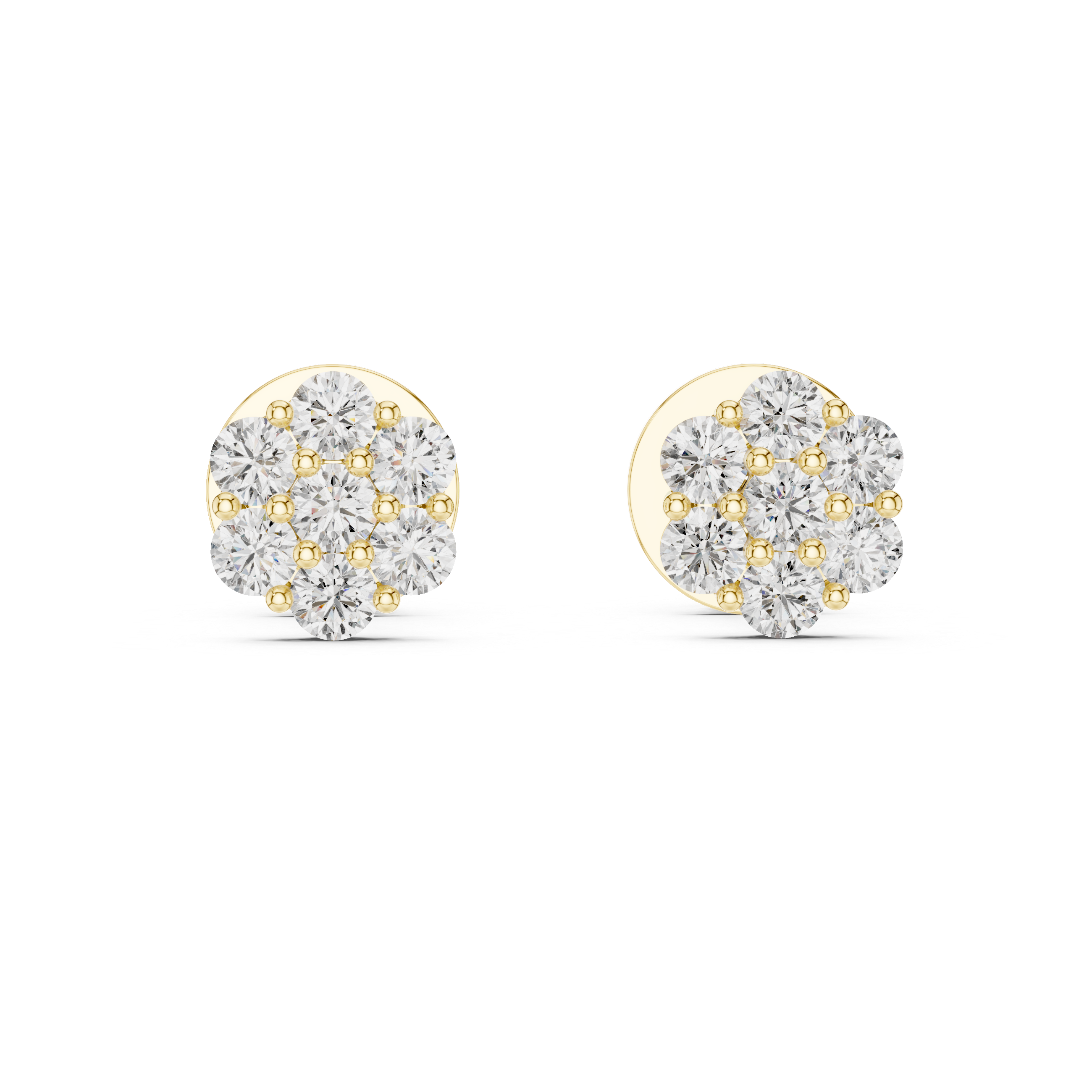 7-Stone Diamond Flower Cluster Stud