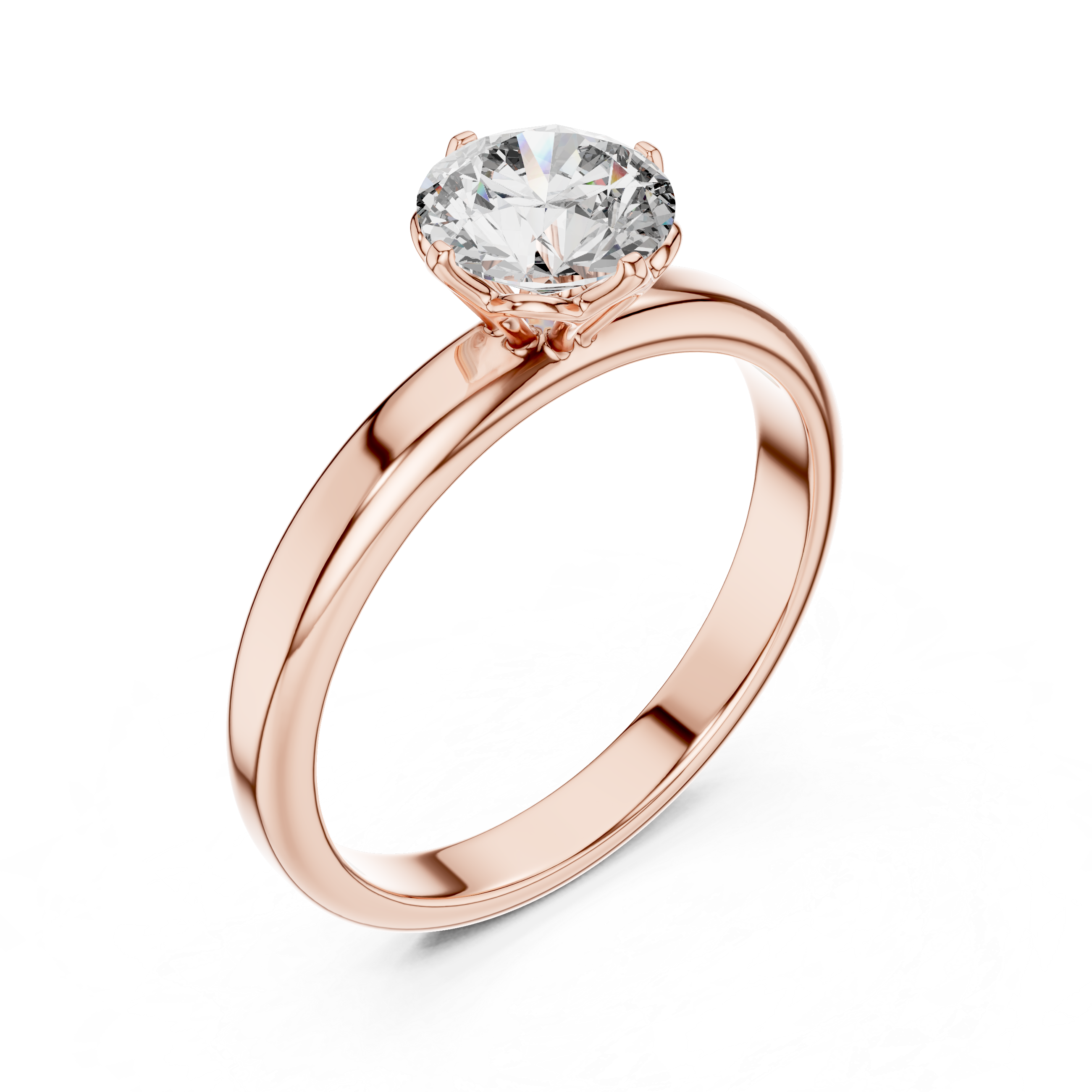 1.0 ct Lotus Prong Round Solitaire Engagement Ring