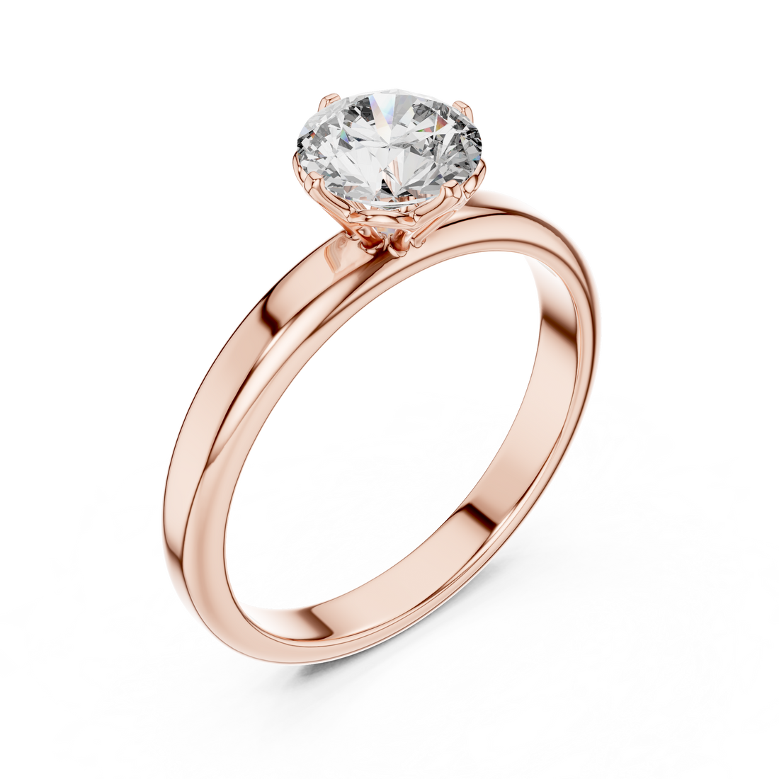 1.0 ct Lotus Prong Round Solitaire Engagement Ring