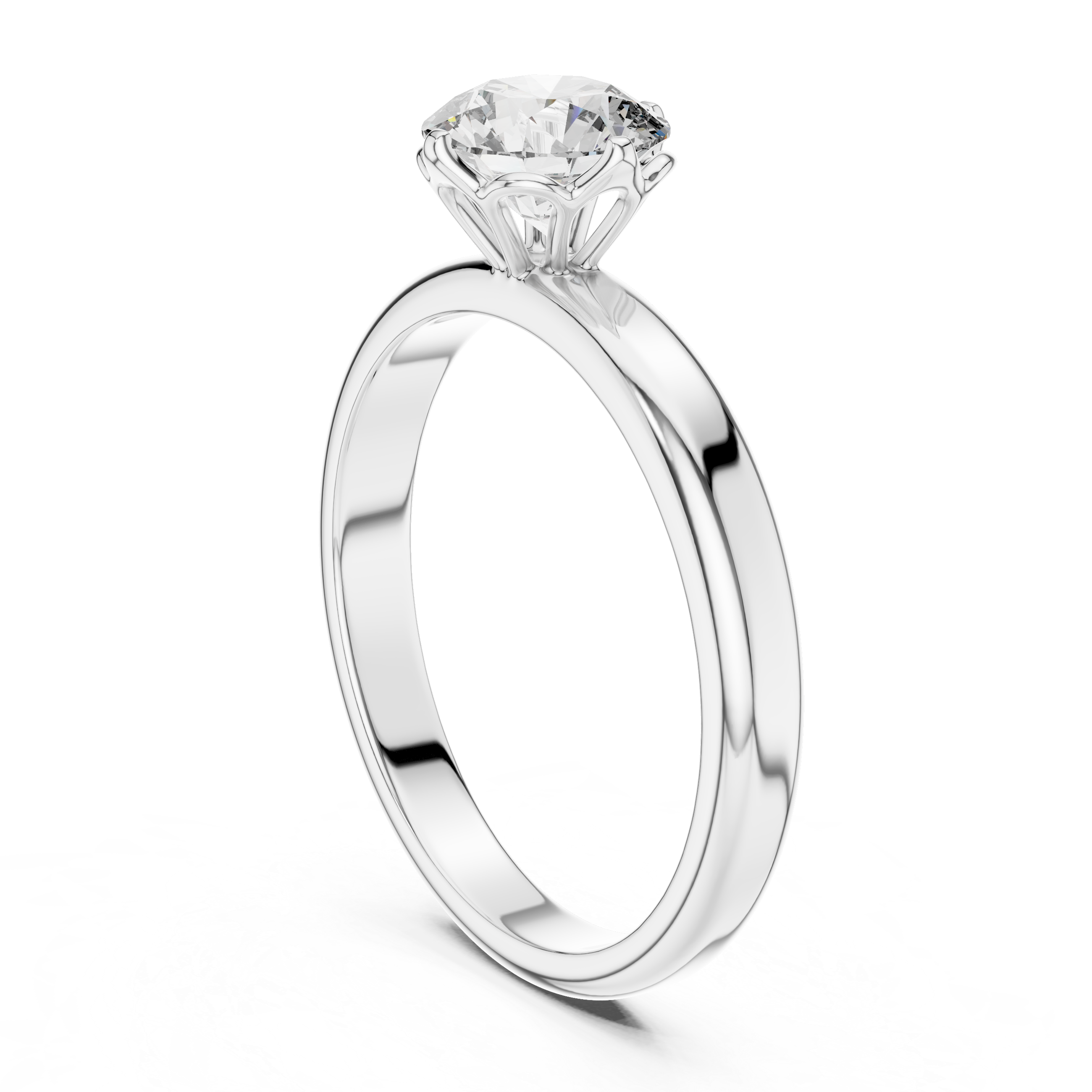 1.0 ct Lotus Prong Round Solitaire Engagement Ring