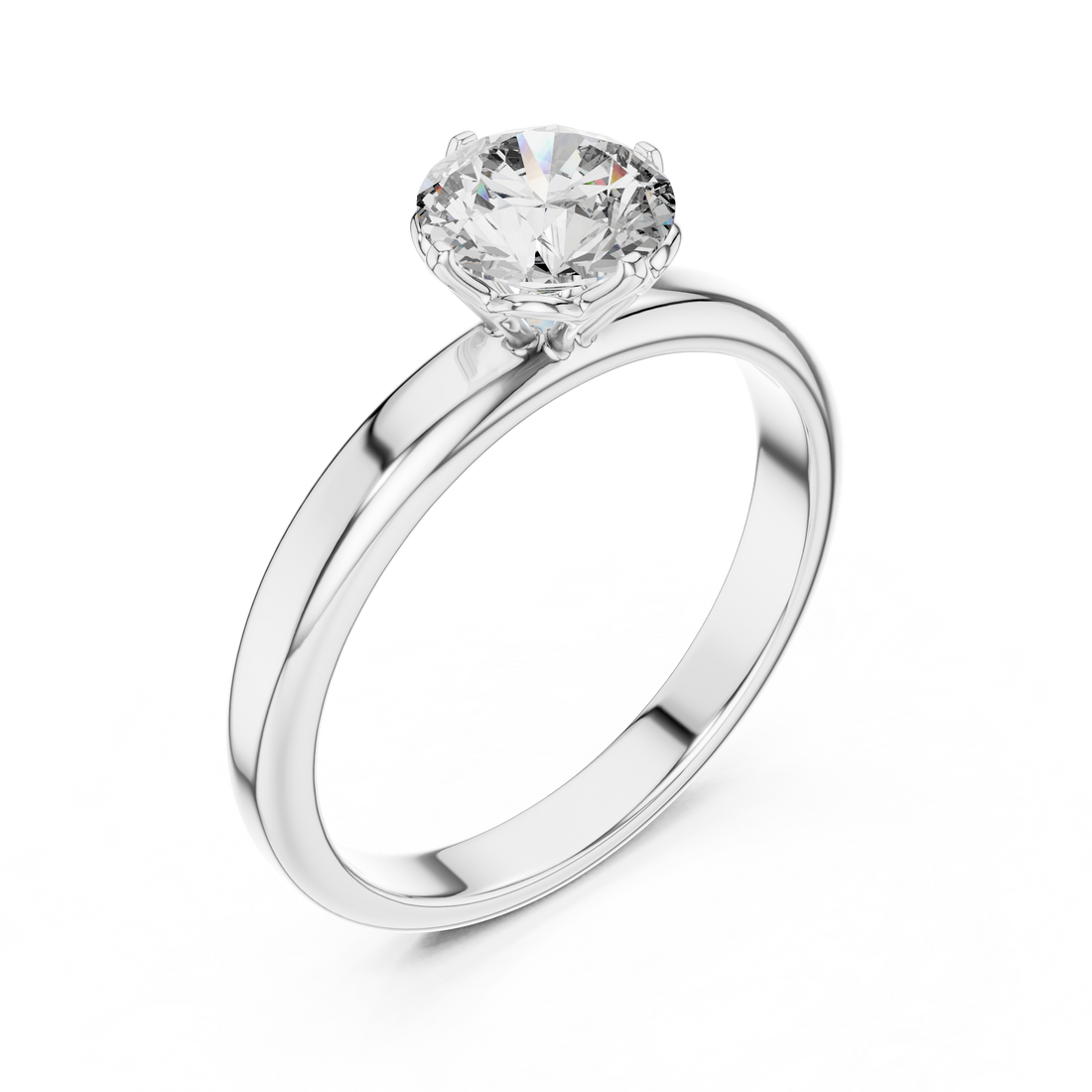1.0 ct Lotus Prong Round Solitaire Engagement Ring