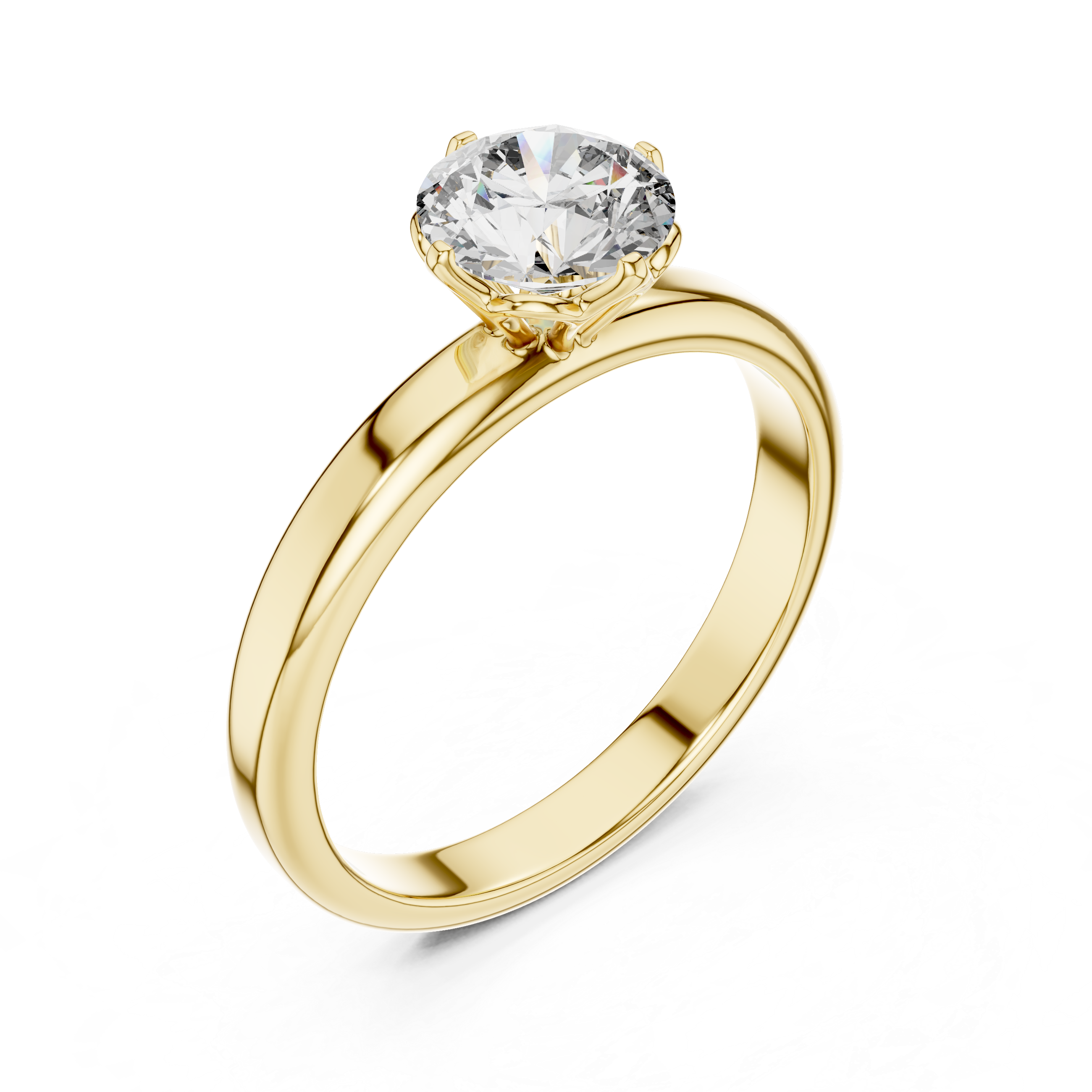 1.0 ct Lotus Prong Round Solitaire Engagement Ring