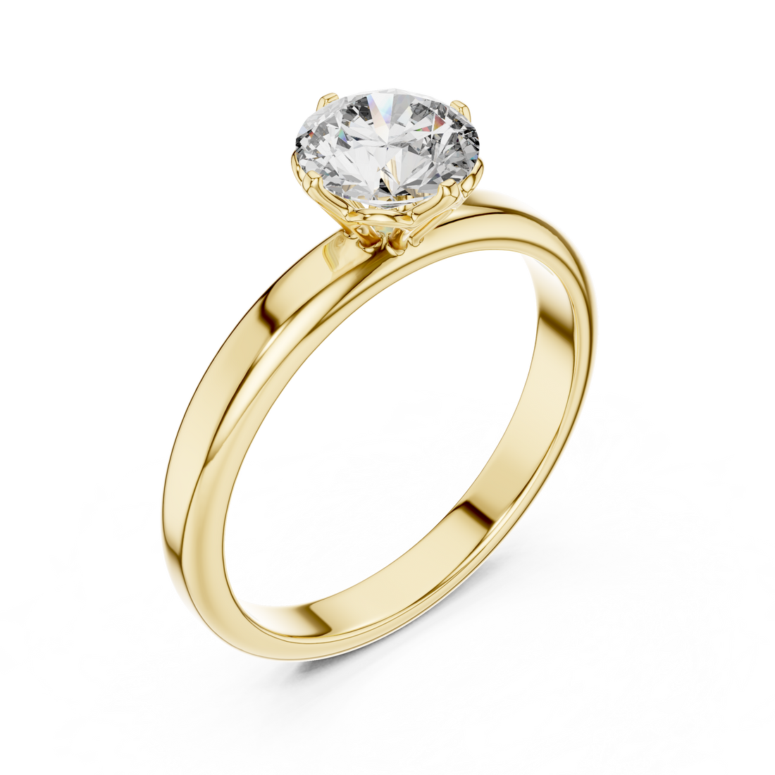 1.0 ct Lotus Prong Round Solitaire Engagement Ring