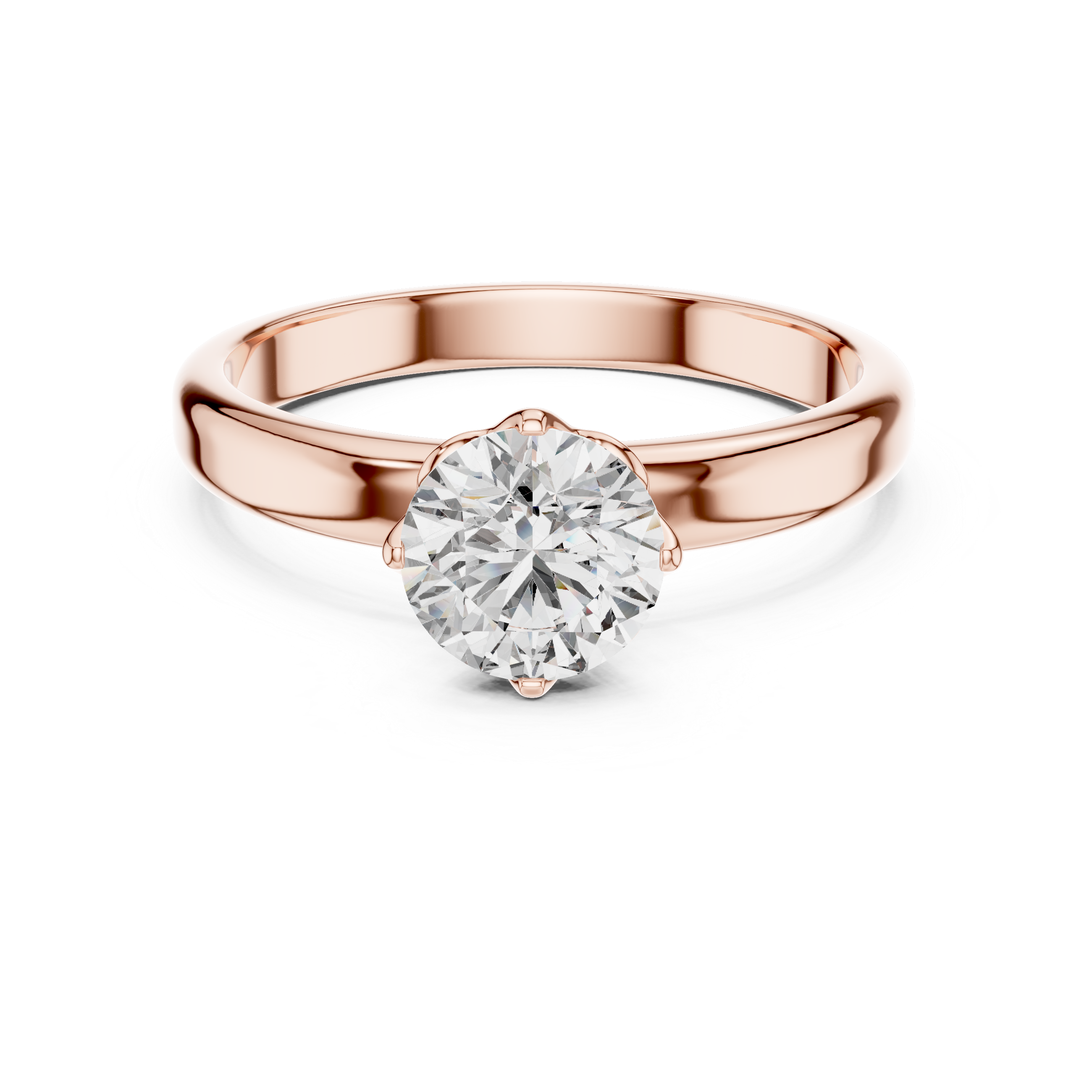 1.0 ct Lotus Prong Round Solitaire Engagement Ring