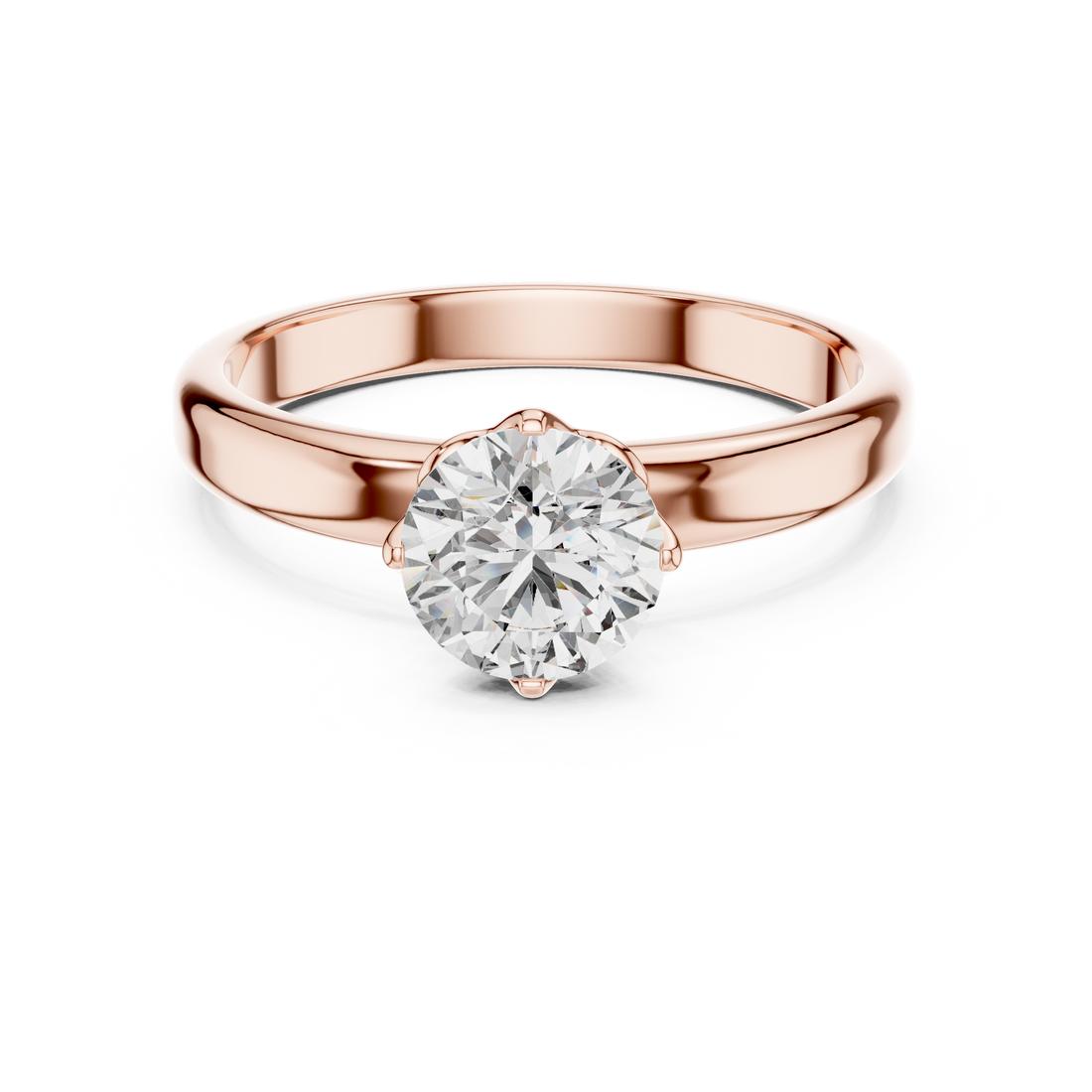 1.0 ct Lotus Prong Round Solitaire Engagement Ring