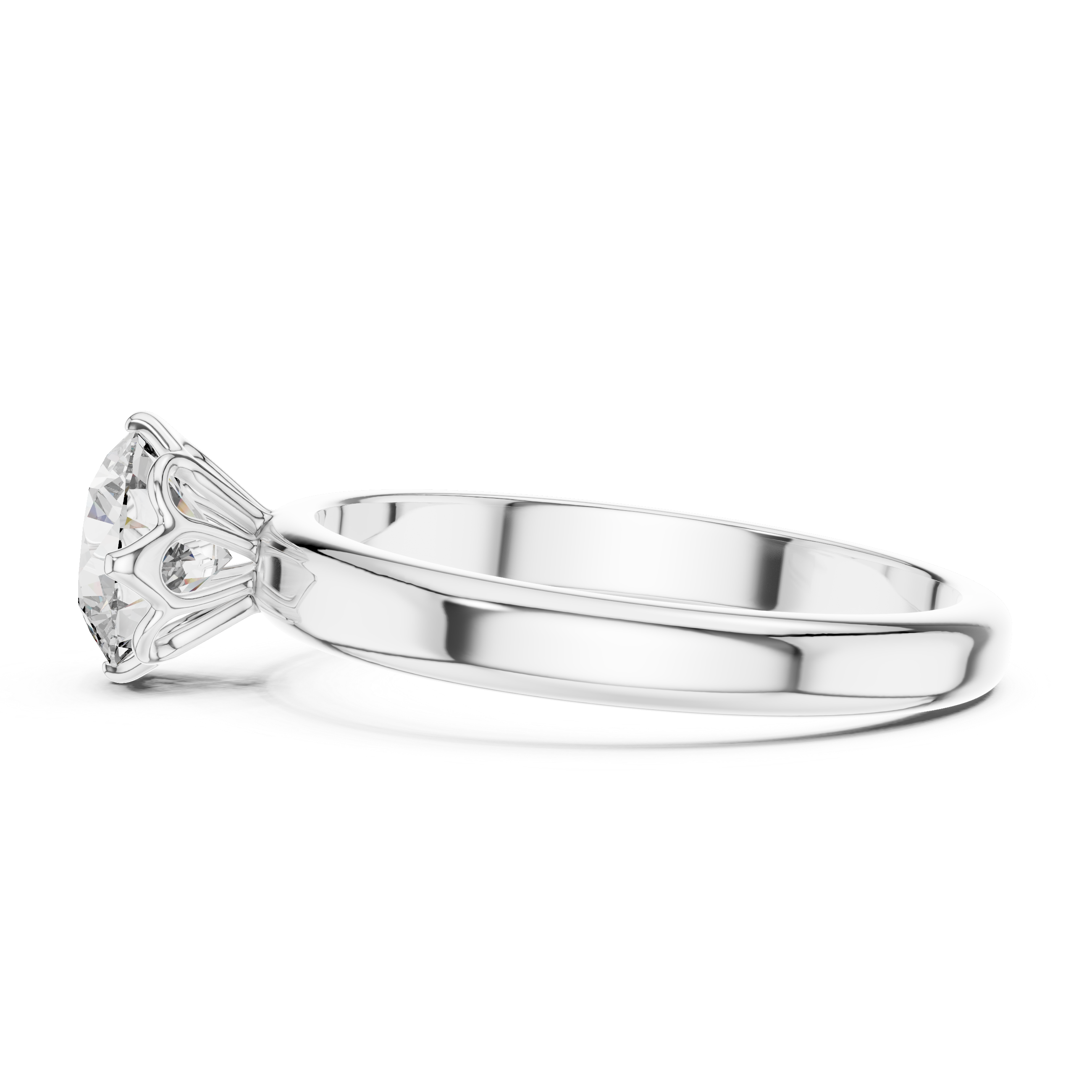 1.0 ct Lotus Prong Round Solitaire Engagement Ring