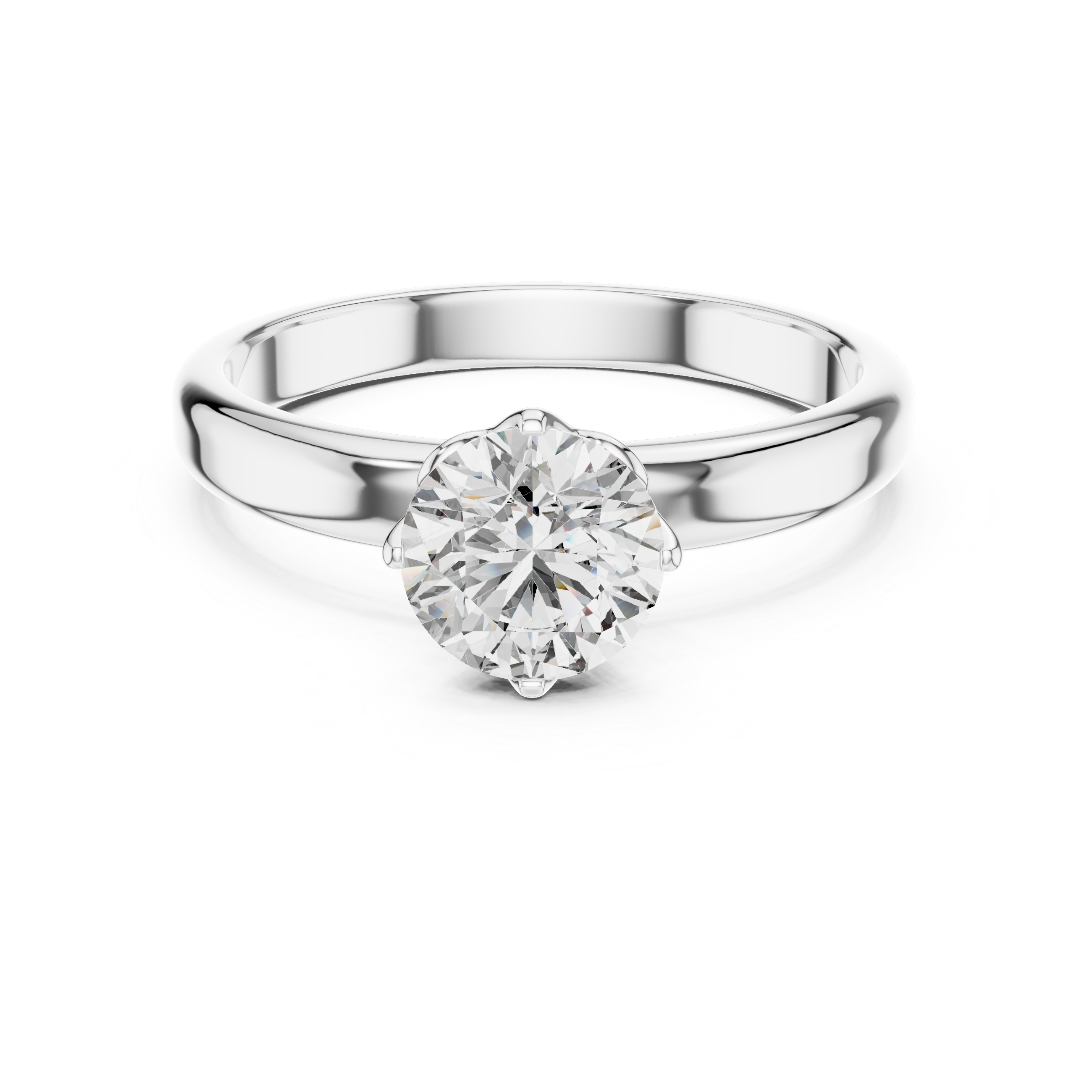 1.0 ct Lotus Prong Round Solitaire Engagement Ring