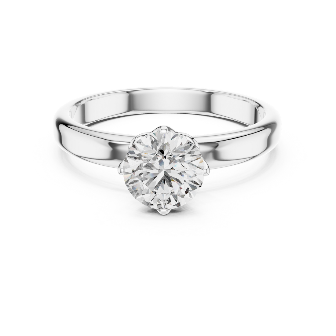 1.0 ct Lotus Prong Round Solitaire Engagement Ring